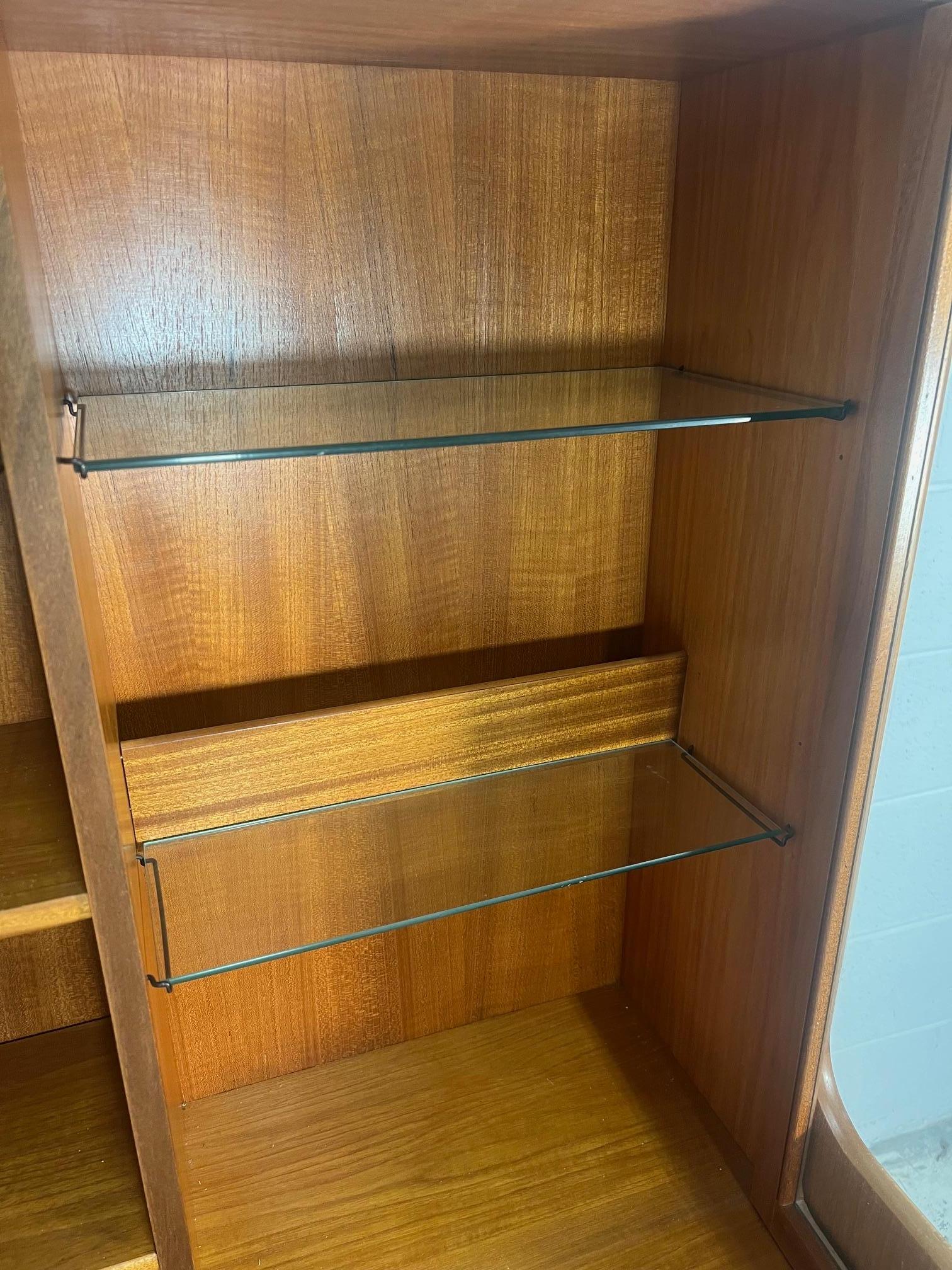 British Mid Century Modern Teak Buffet Hutch Display China Cabinet By Nathan Furniture