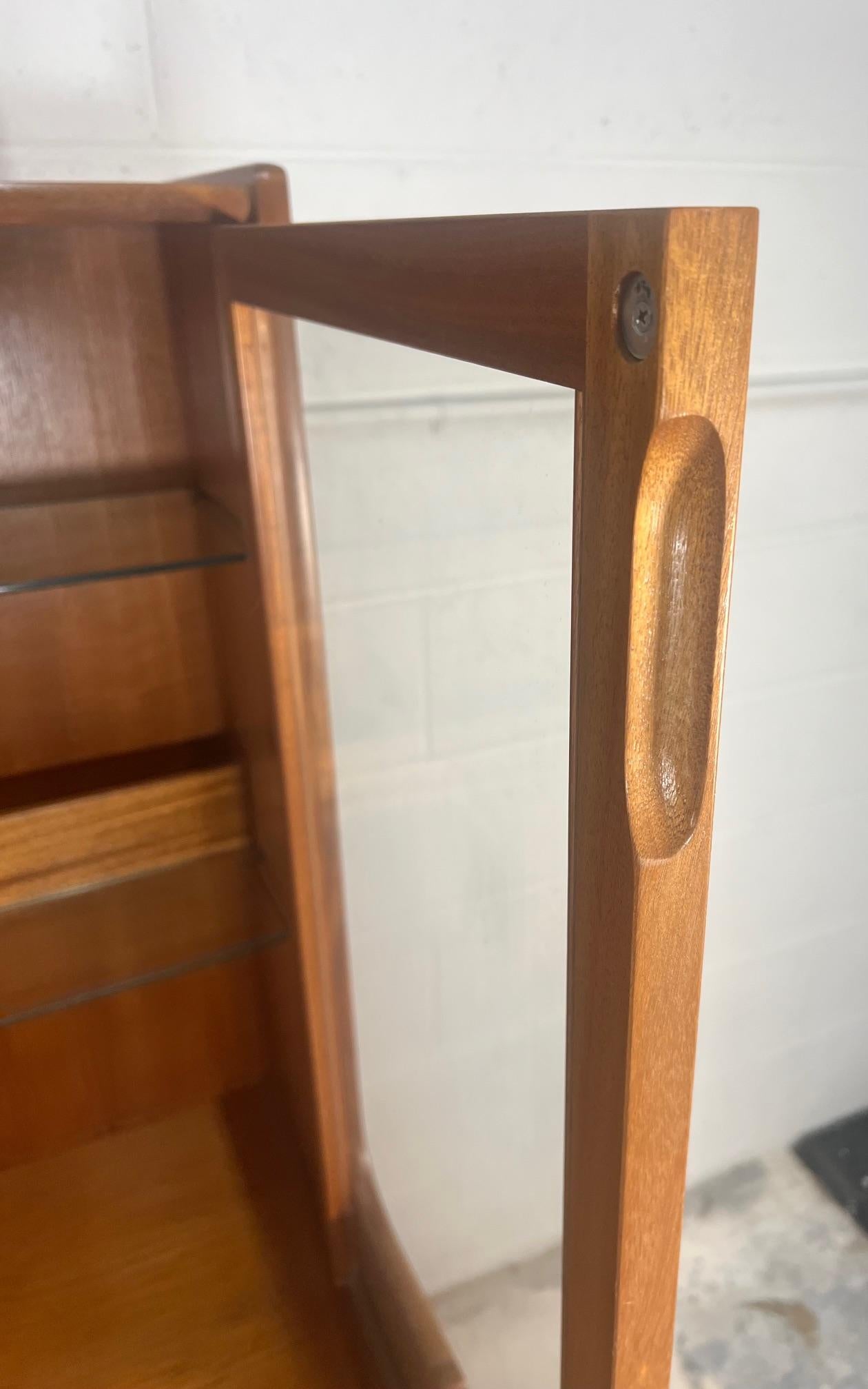 20th Century Mid Century Modern Teak Buffet Hutch Display China Cabinet By Nathan Furniture