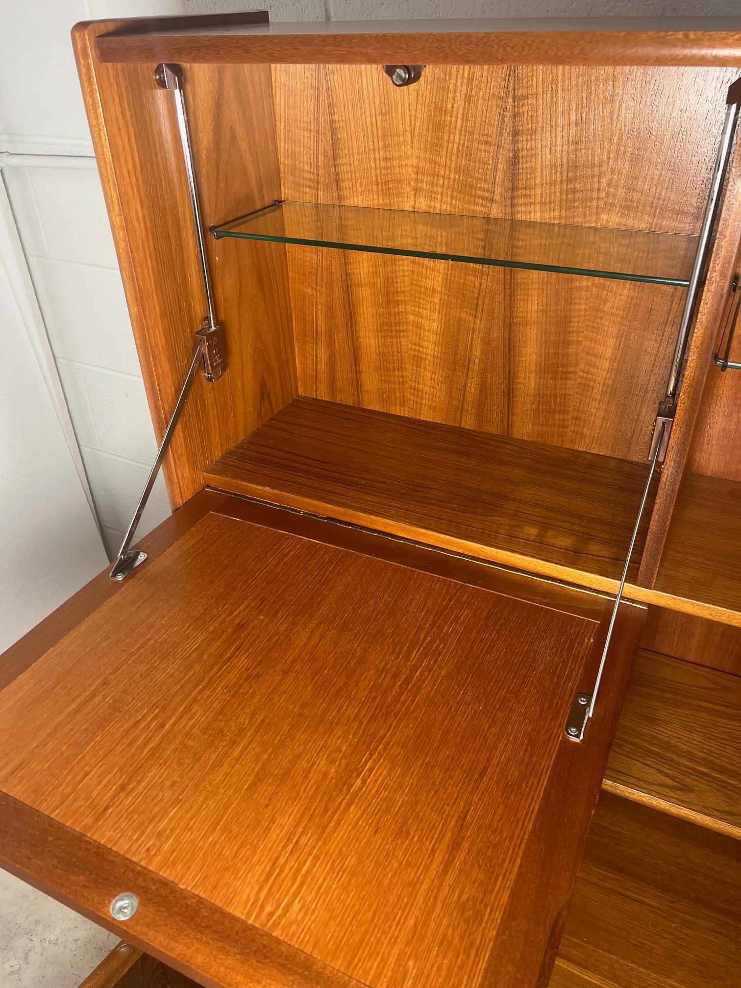 Mid Century Modern Teak Buffet Hutch Display China Cabinet By Nathan Furniture 1