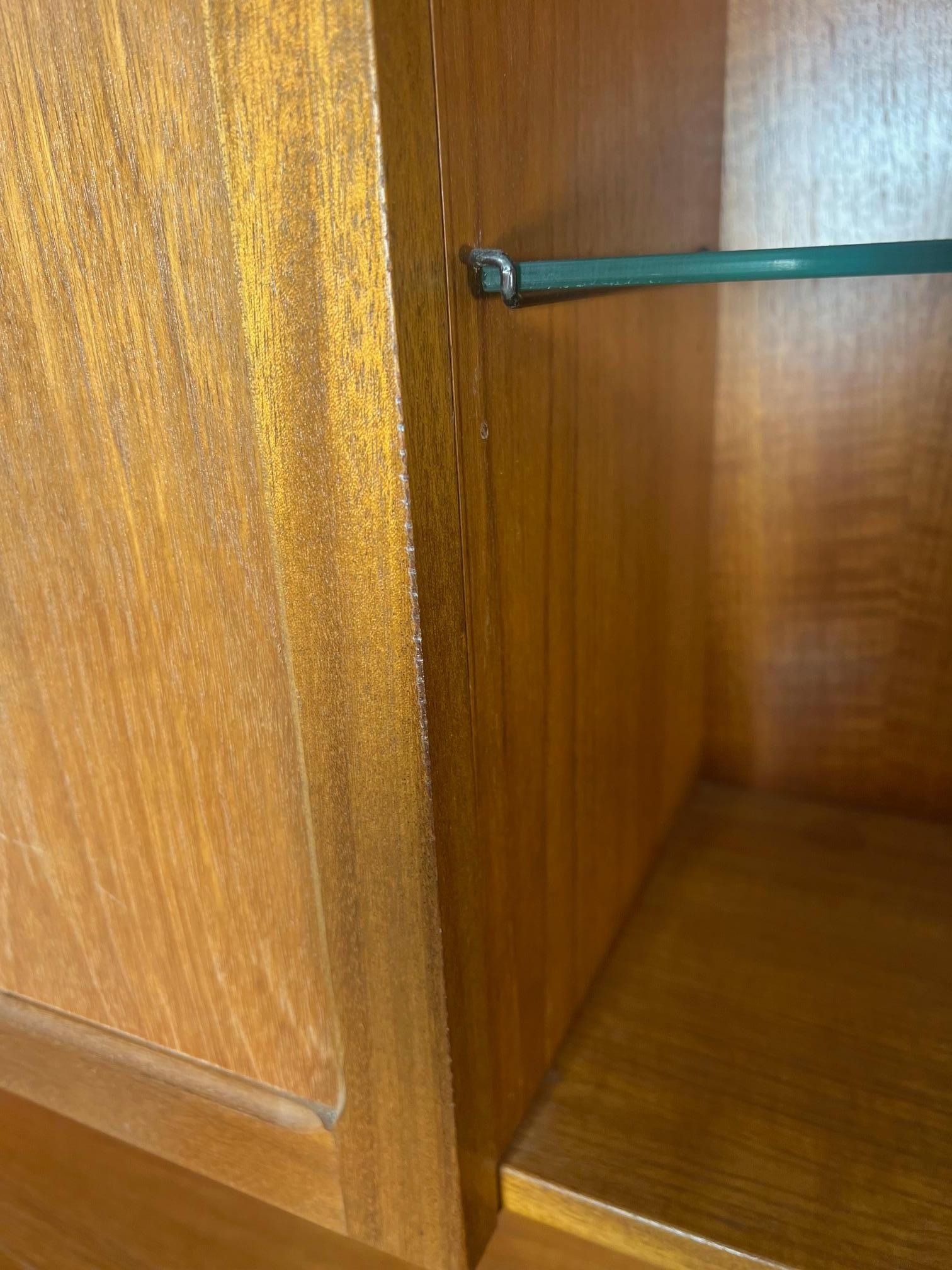 Mid Century Modern Teak Buffet Hutch Display China Cabinet By Nathan Furniture 2
