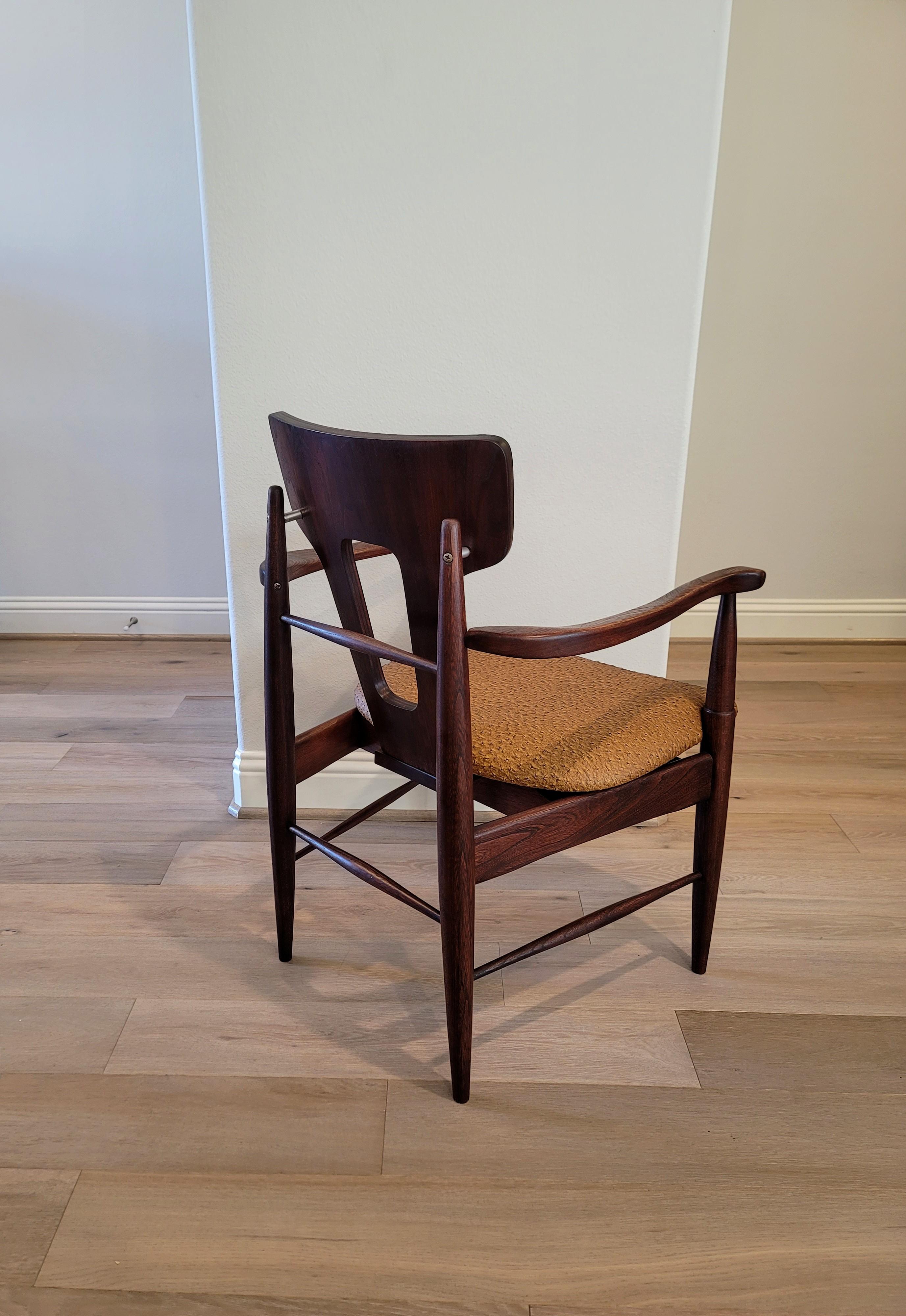 Mid-Century Modern Teak Chair with Ostrich Upholstery  For Sale 13
