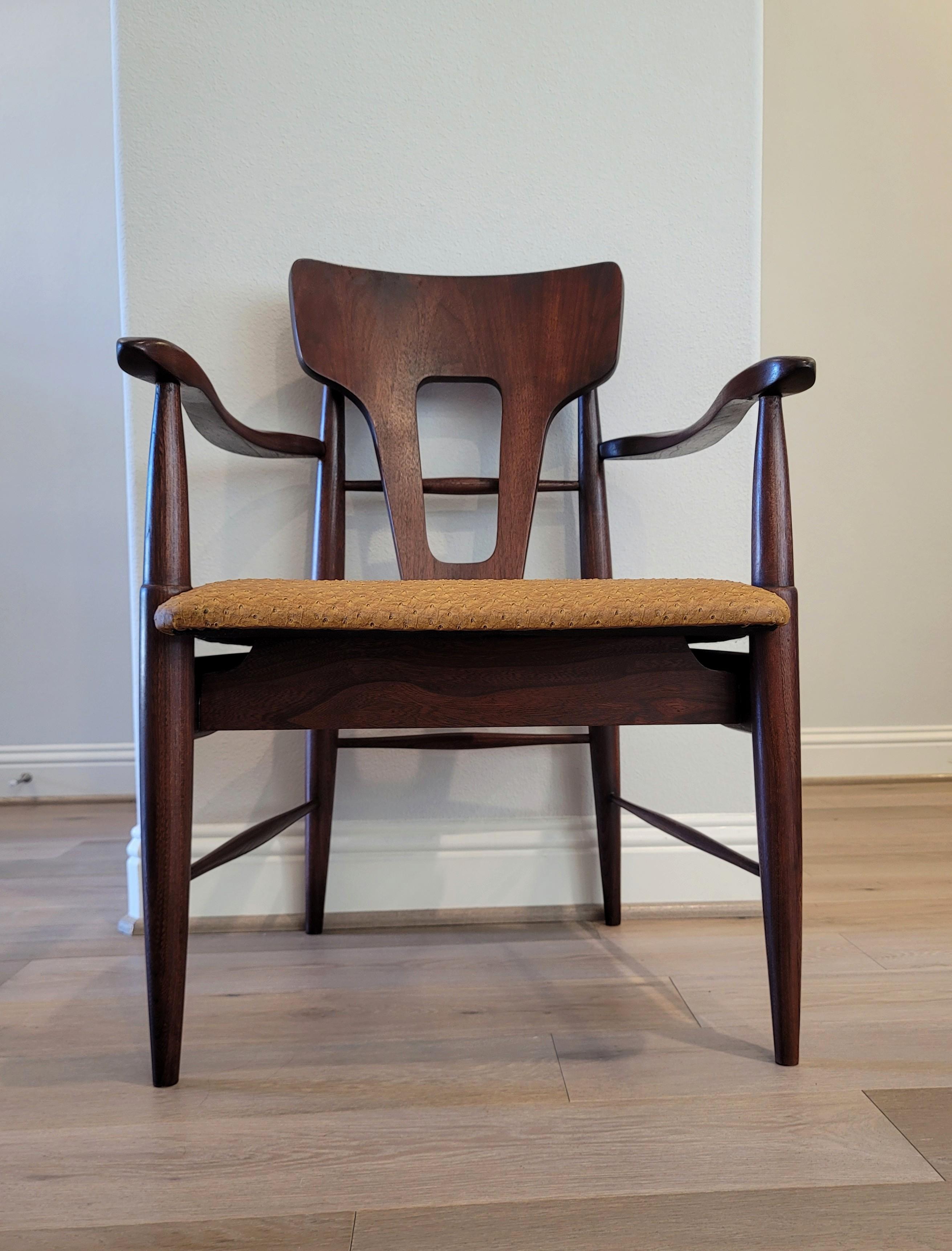 Mid-Century Modern Teak Chair with Ostrich Upholstery  For Sale 15