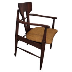 Mid-Century Modern Teak Chair with Ostrich Upholstery