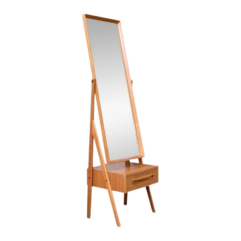 Mid Century Modern Teak Cheval Mirror