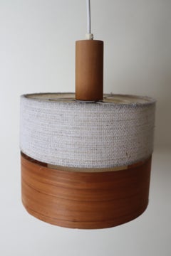 Mid-Century Modern Teak, Chipboard & Wool Pendant Lamp