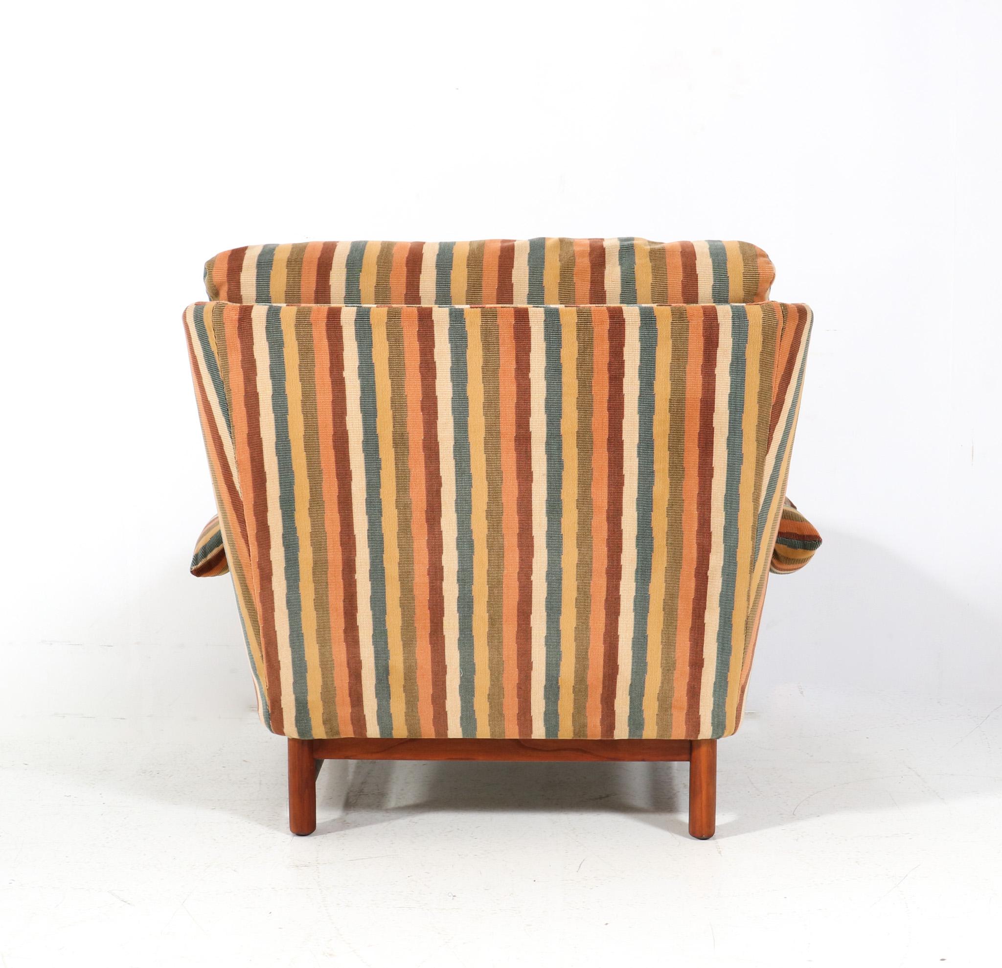 Fabric Mid-Century Modern Teak Club Chair, 1970s For Sale