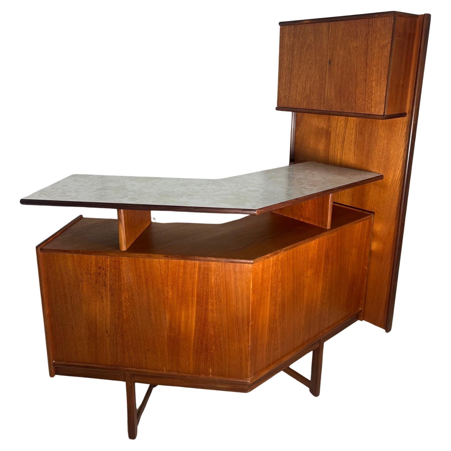 Mid Century Modern Teak Cocktail Home Bar By Turnidge Of London