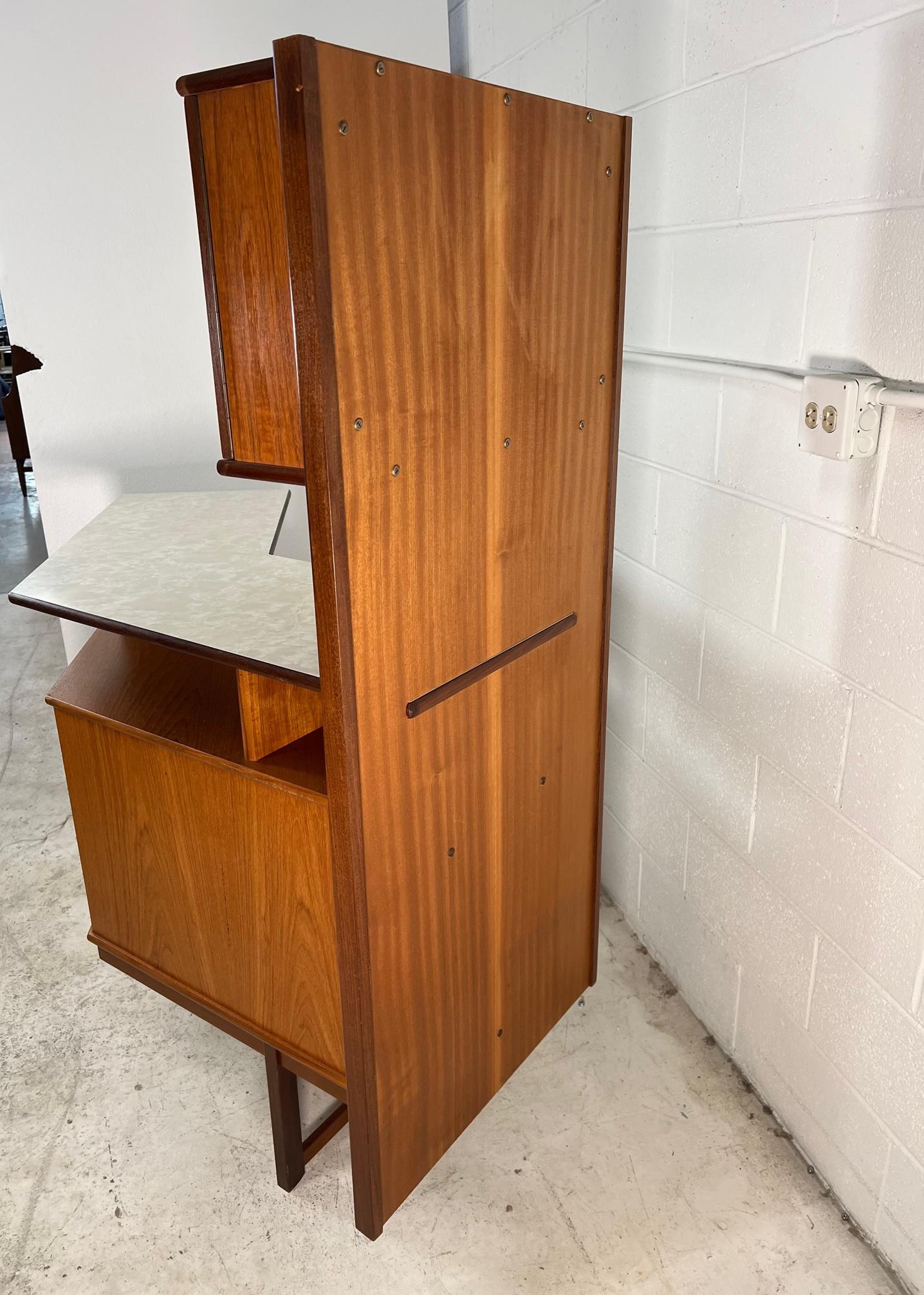 Mid Century Modern Teak Cocktail Home Dry Bar With Side Panel By Turnidge 4