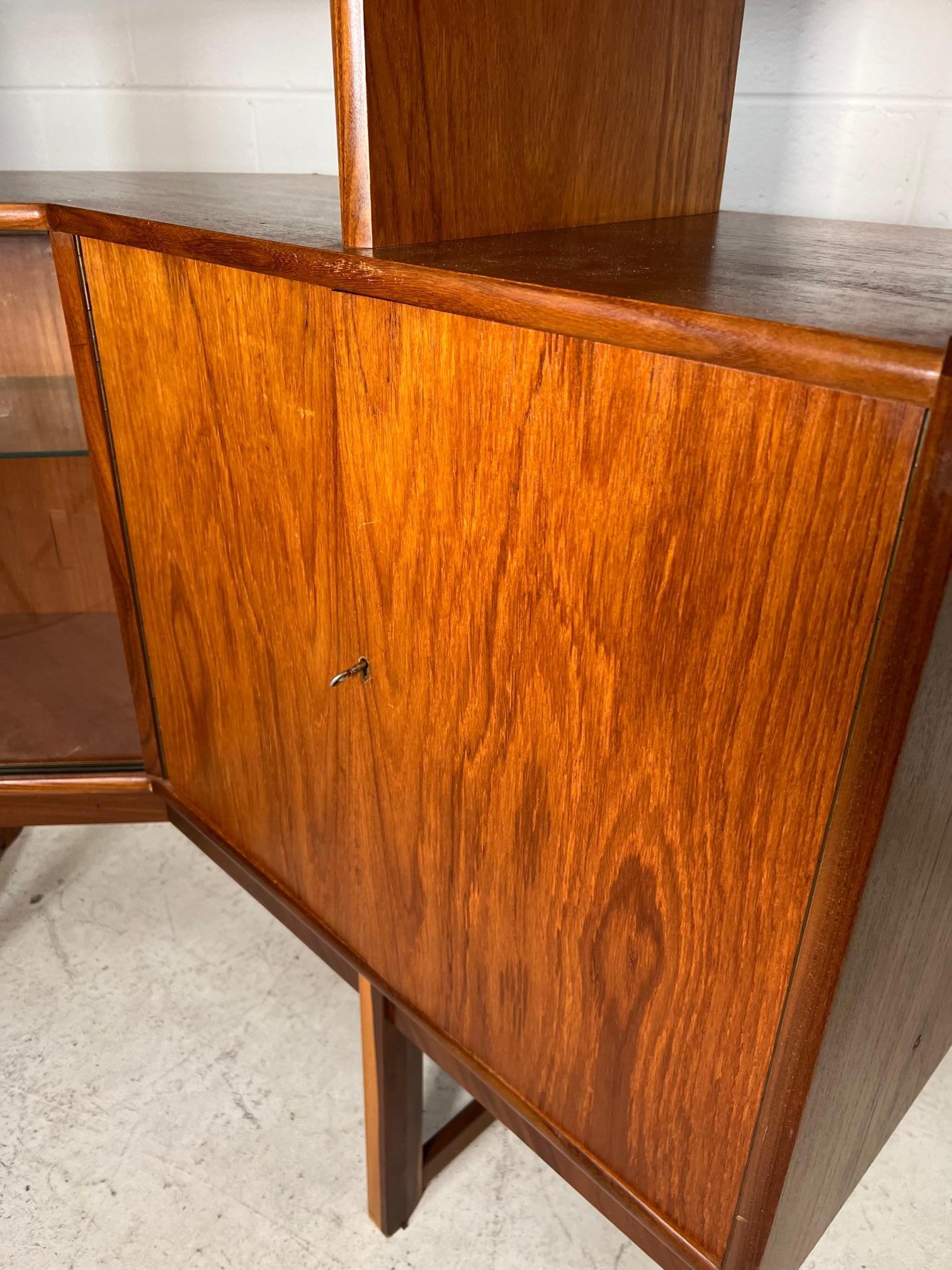 Mid Century Modern Teak Cocktail Home Dry Bar With Side Panel By Turnidge 6