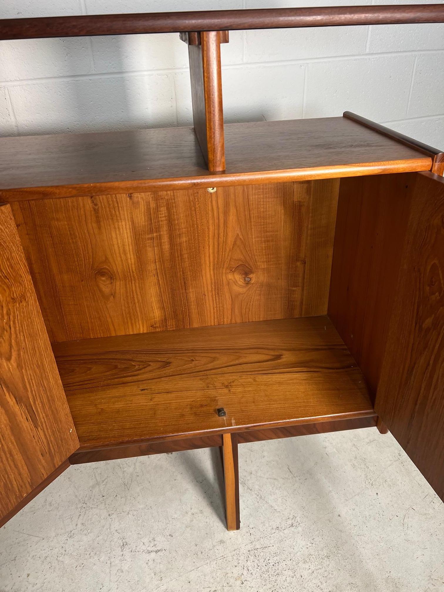 Mid Century Modern Teak Cocktail Home Dry Bar With Side Panel By Turnidge 8
