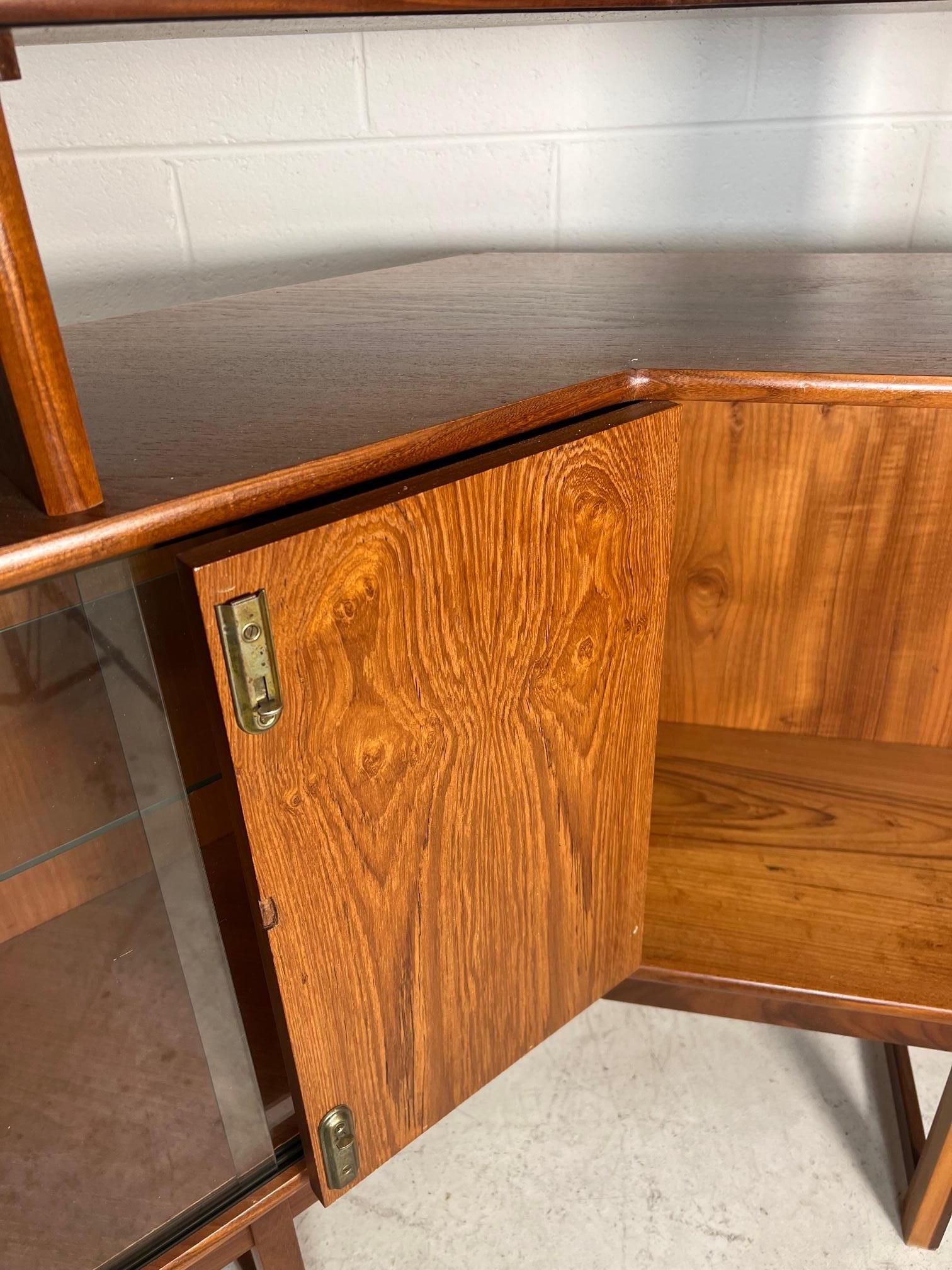 Mid Century Modern Teak Cocktail Home Dry Bar With Side Panel By Turnidge 9
