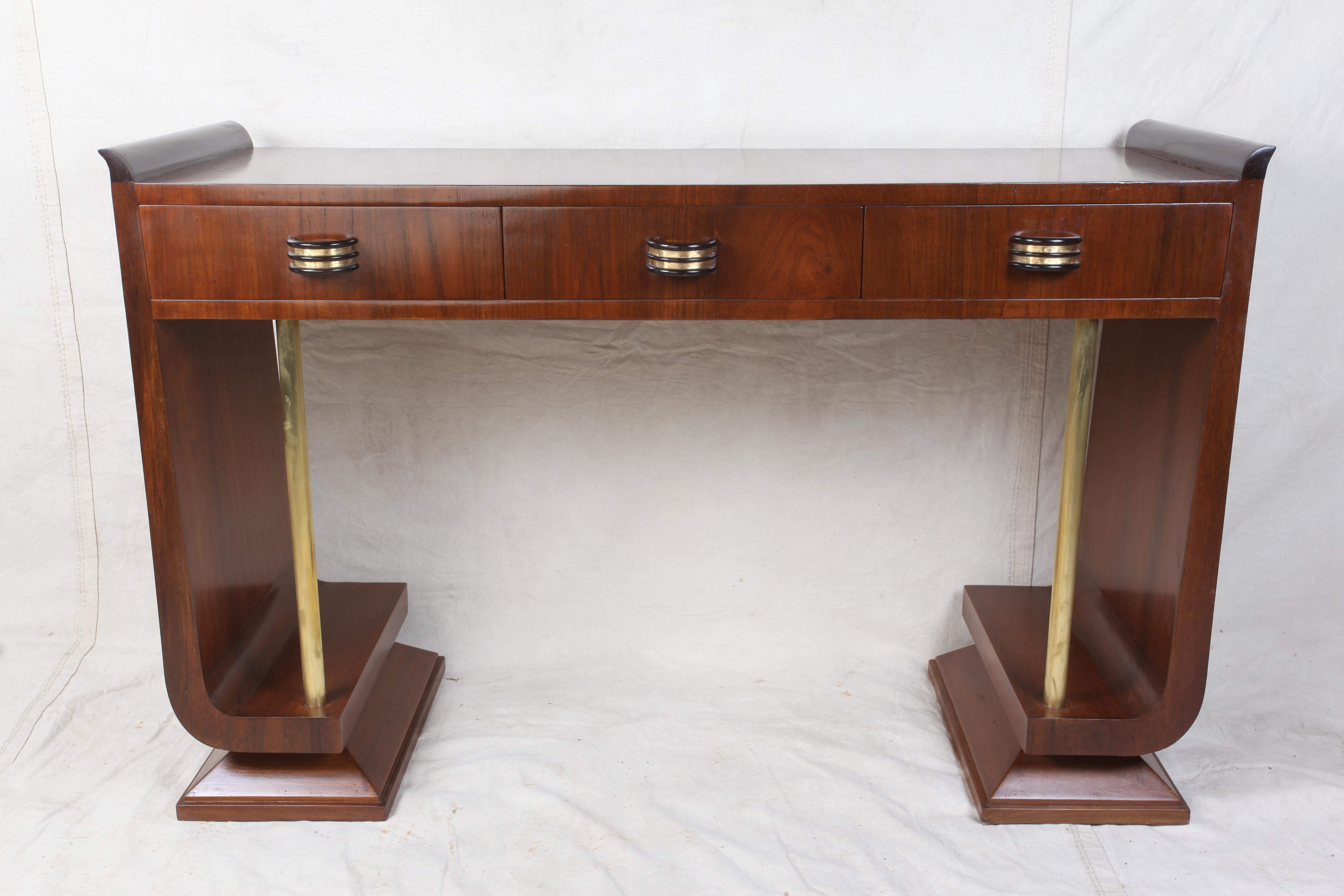 Mid-Century Modern Teak Console Table In Excellent Condition In Nantucket, MA