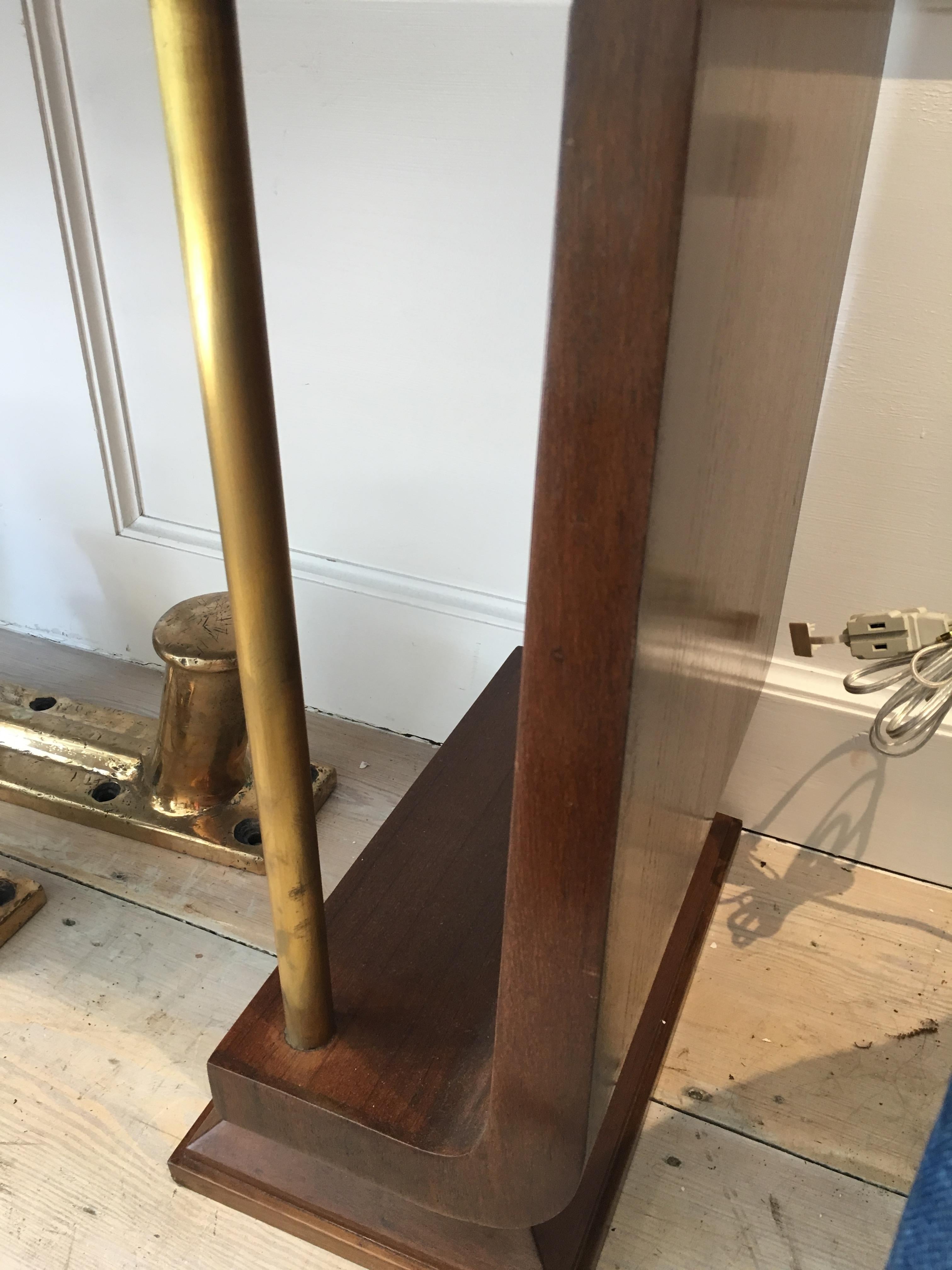 Brass Mid-Century Modern Teak Console Table
