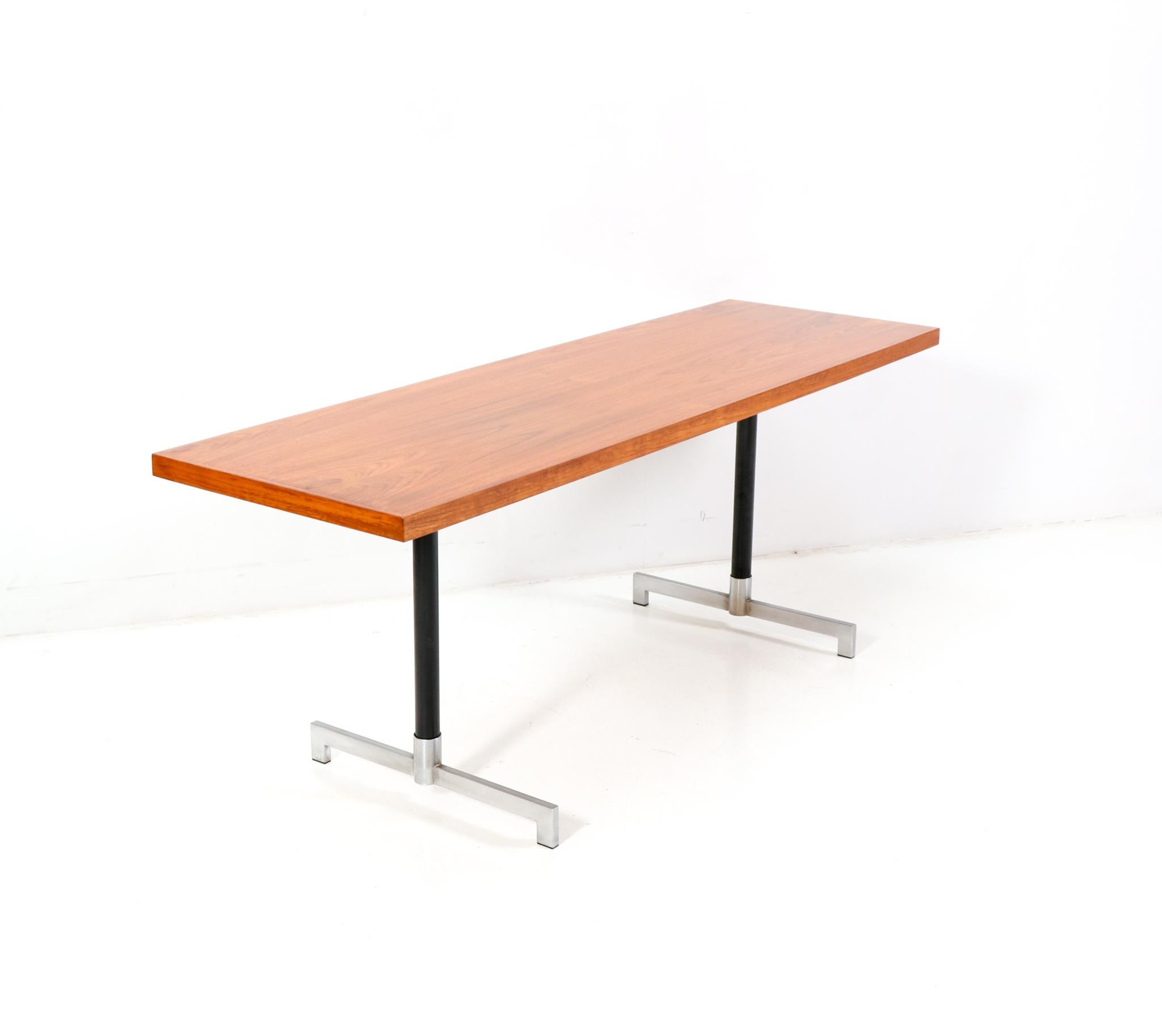 Metal Mid-Century Modern Teak Console Table or Writing Table, 1960s For Sale