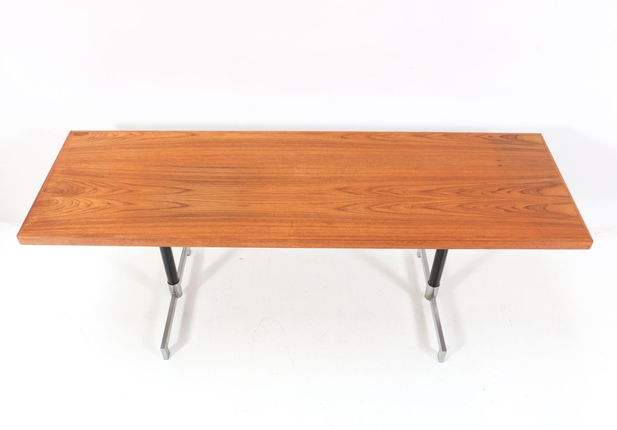 Métal Table console ou table à écrire en teck de style mi-siècle moderne, années 1960 en vente