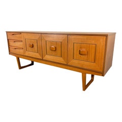 Mid-Century Modern Teak Credenza by Stateroom Made in England Sleigh Legs