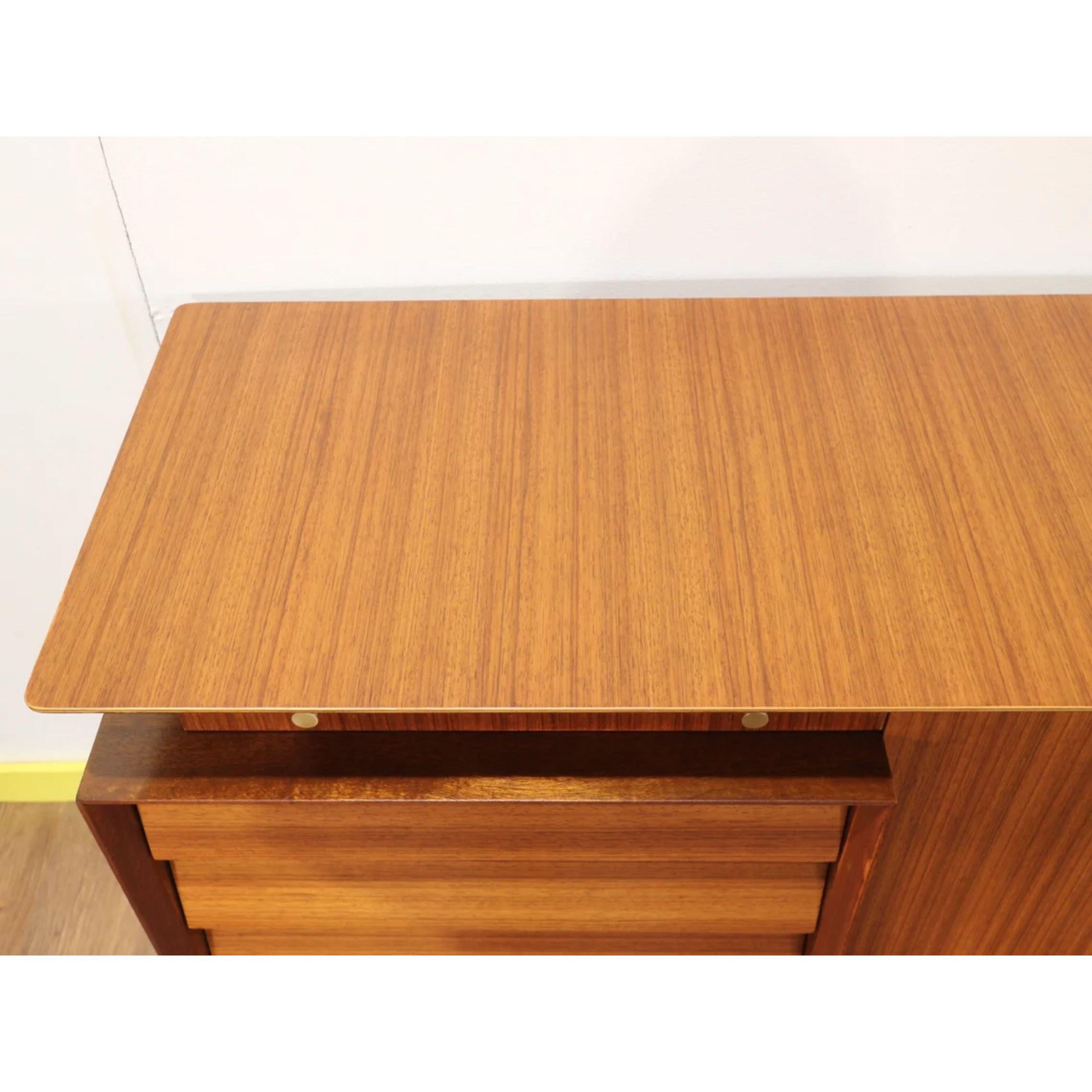 Mid Century Modern Teak Credenza Sideboard by Beautility Danish Vintage Design In Good Condition In Los Angeles, CA