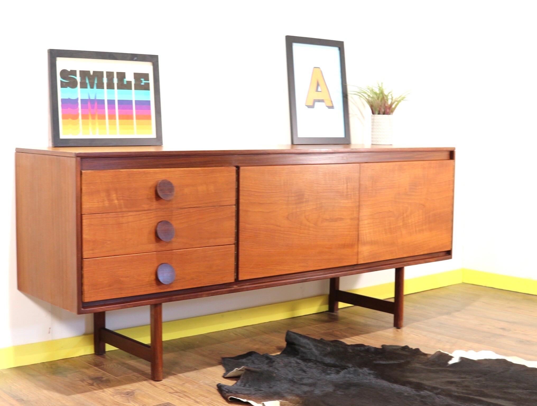 British Mid-Century Modern Teak Credenza Sideboard by Nathan