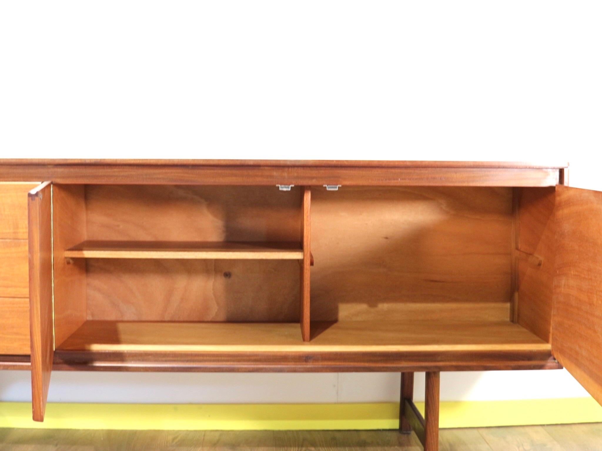 Mid-Century Modern Teak Credenza Sideboard by Nathan 1