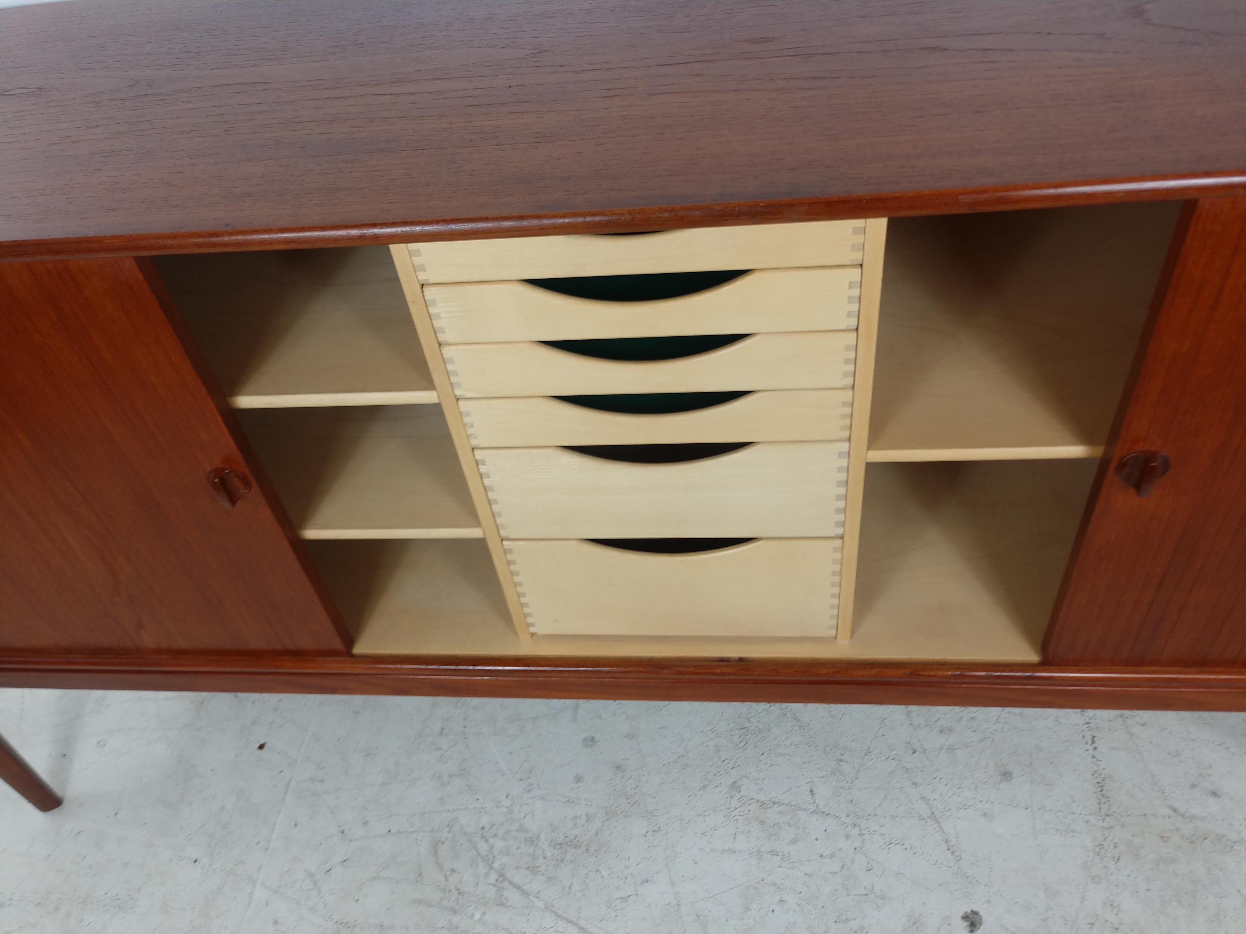 Mid-Century Modern Teak Credenza with Tambour Doors by John Stuart 3