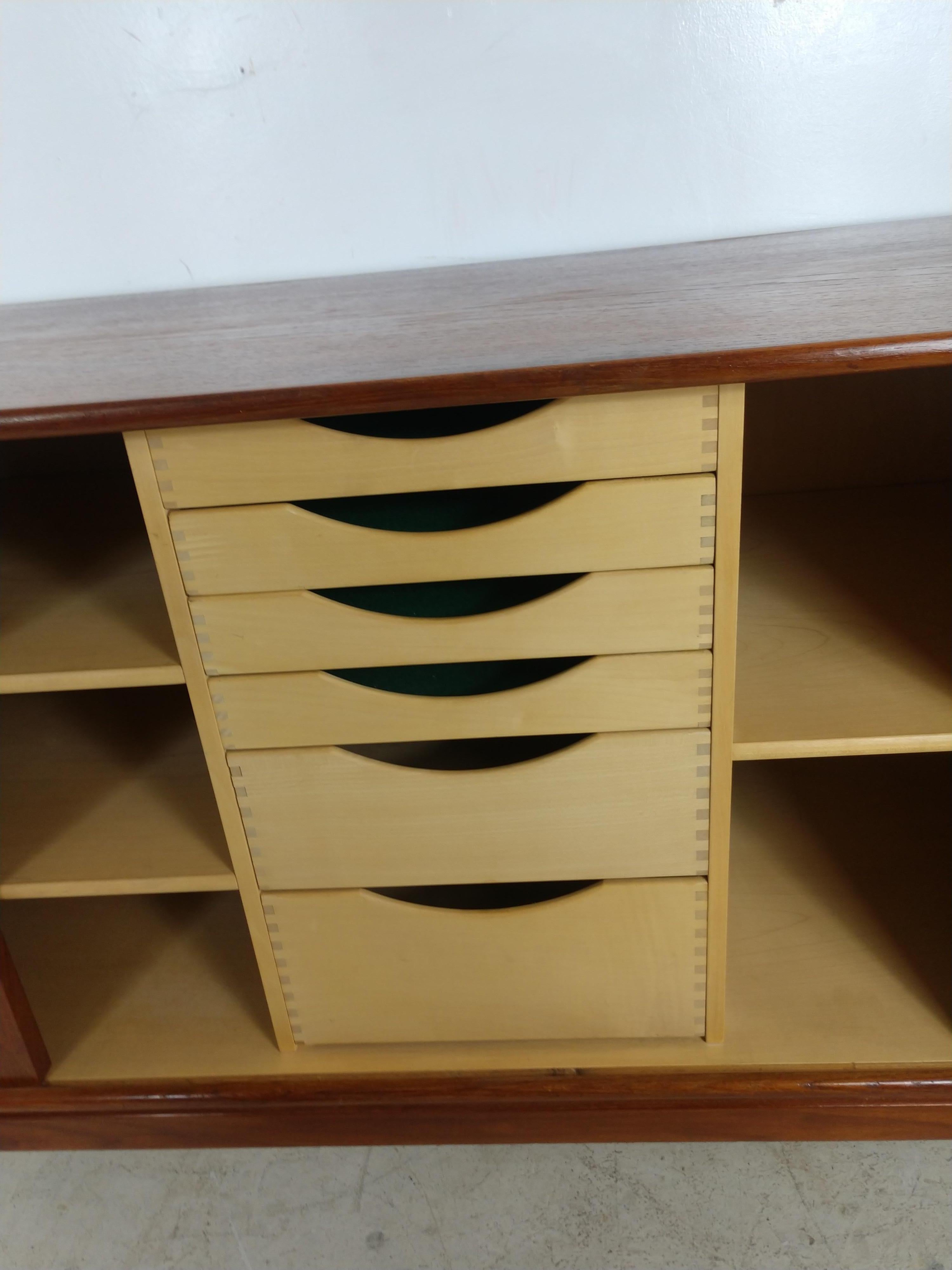 Mid-Century Modern Teak Credenza with Tambour Doors by John Stuart 4