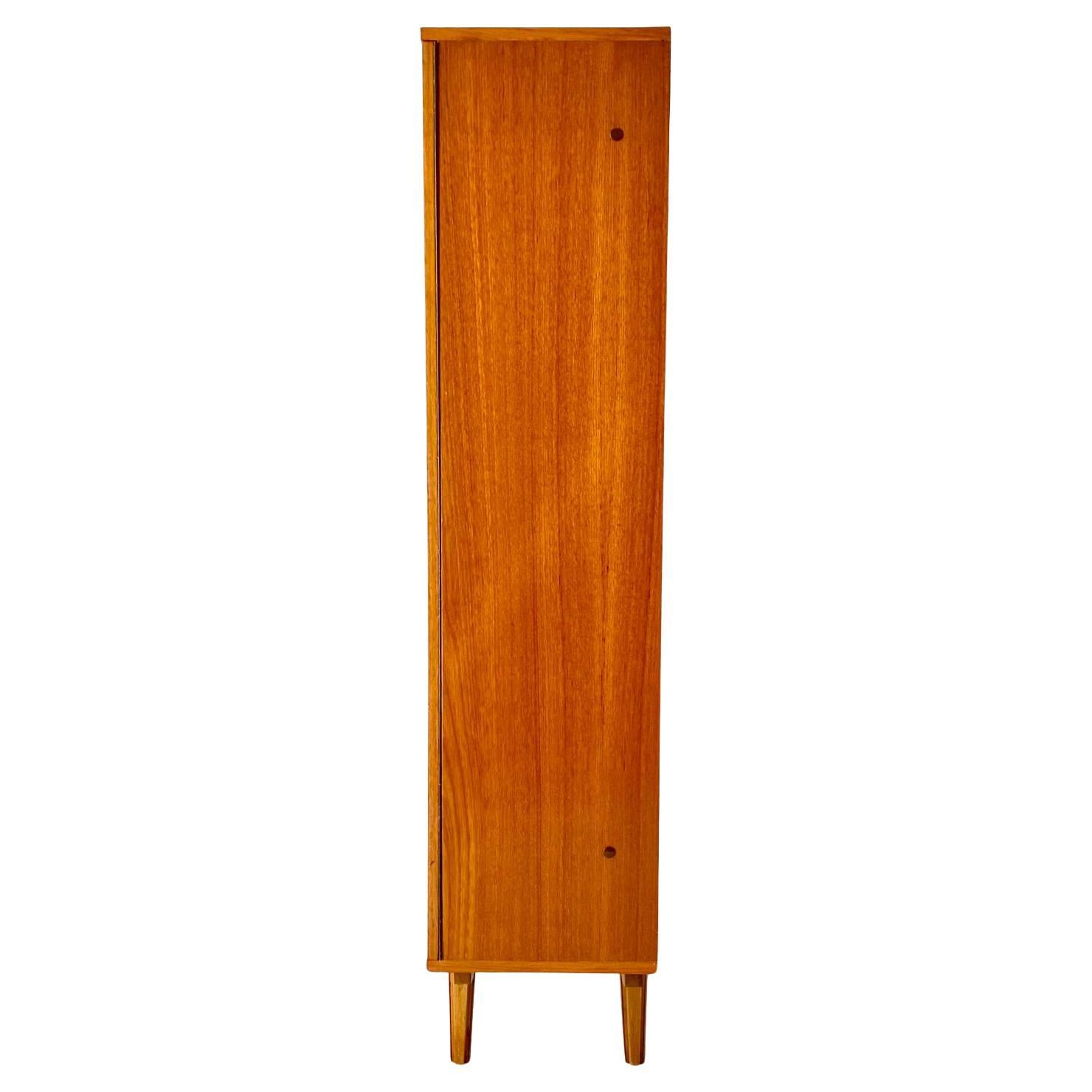 Brass Mid Century Modern Teak Cupboard in Scandinavian Style, Italy 1960 For Sale