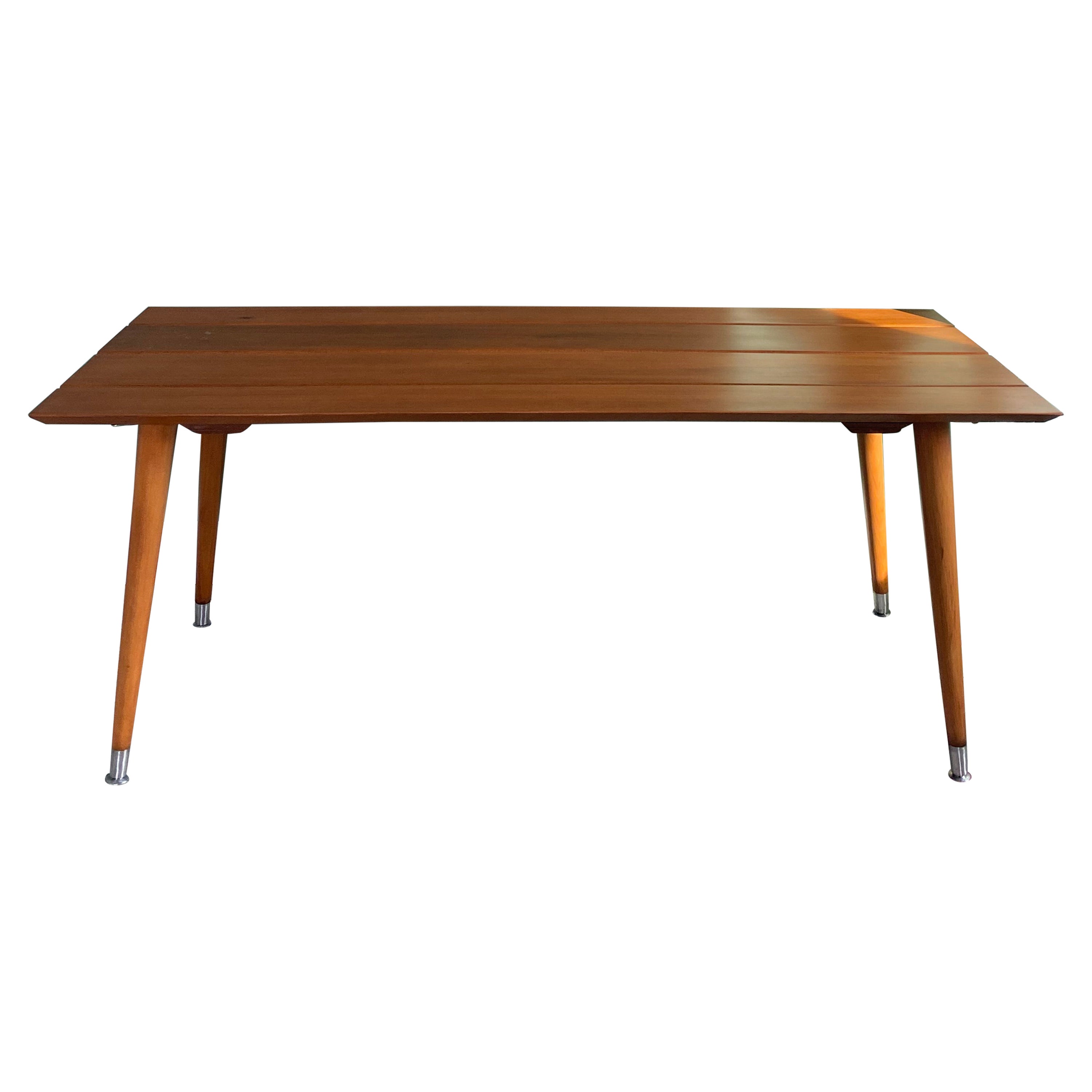 Mesa de banco danesa de teca moderna de mediados de siglo