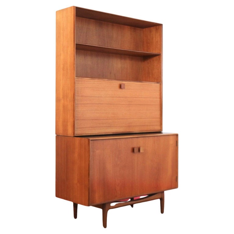 Mid Century Modern Teak Danish Design Kofod Larsen Wall Unit Bar Bureau ...
