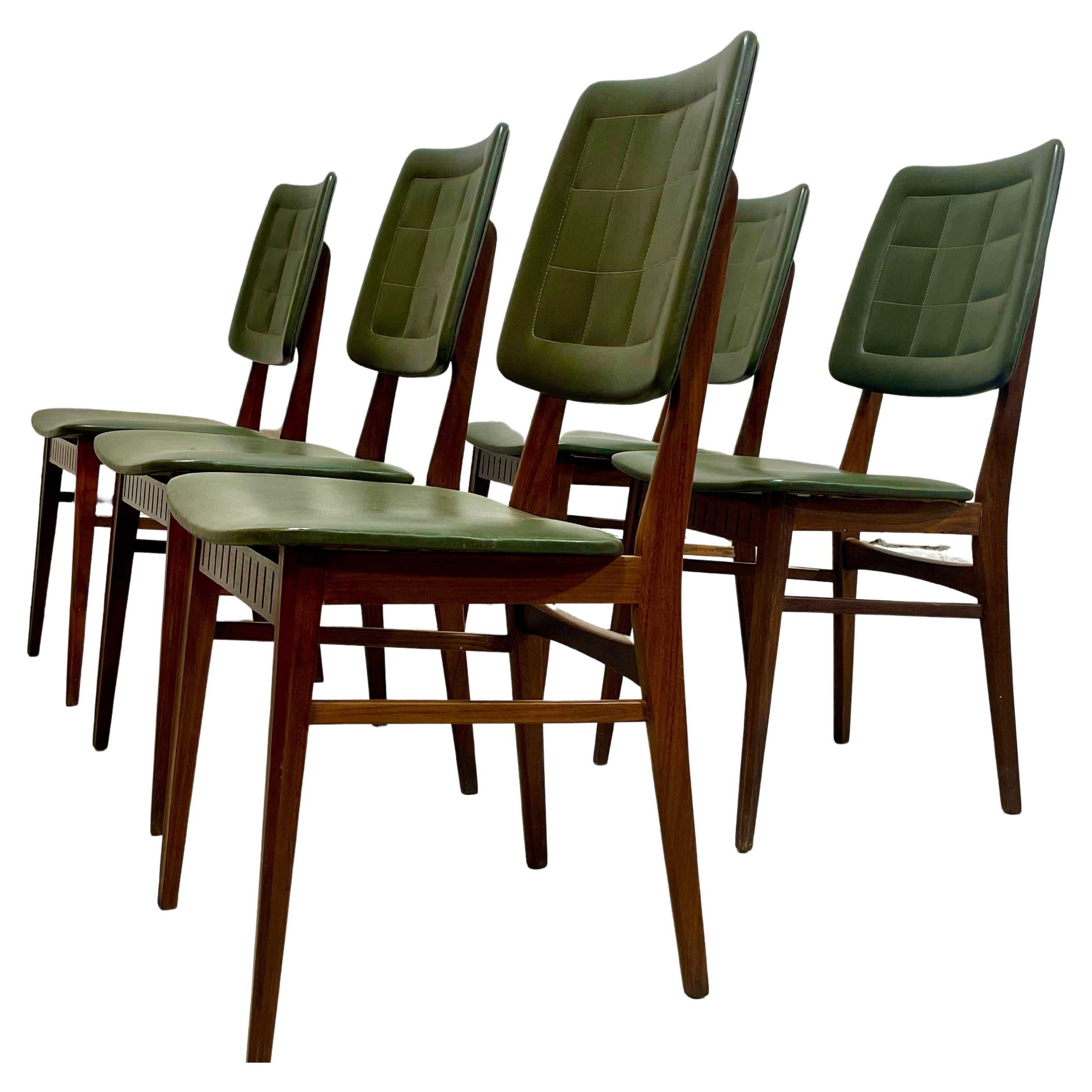 Mid Century MODERN Teak Danish DINING CHAIRS, Set of Five For Sale