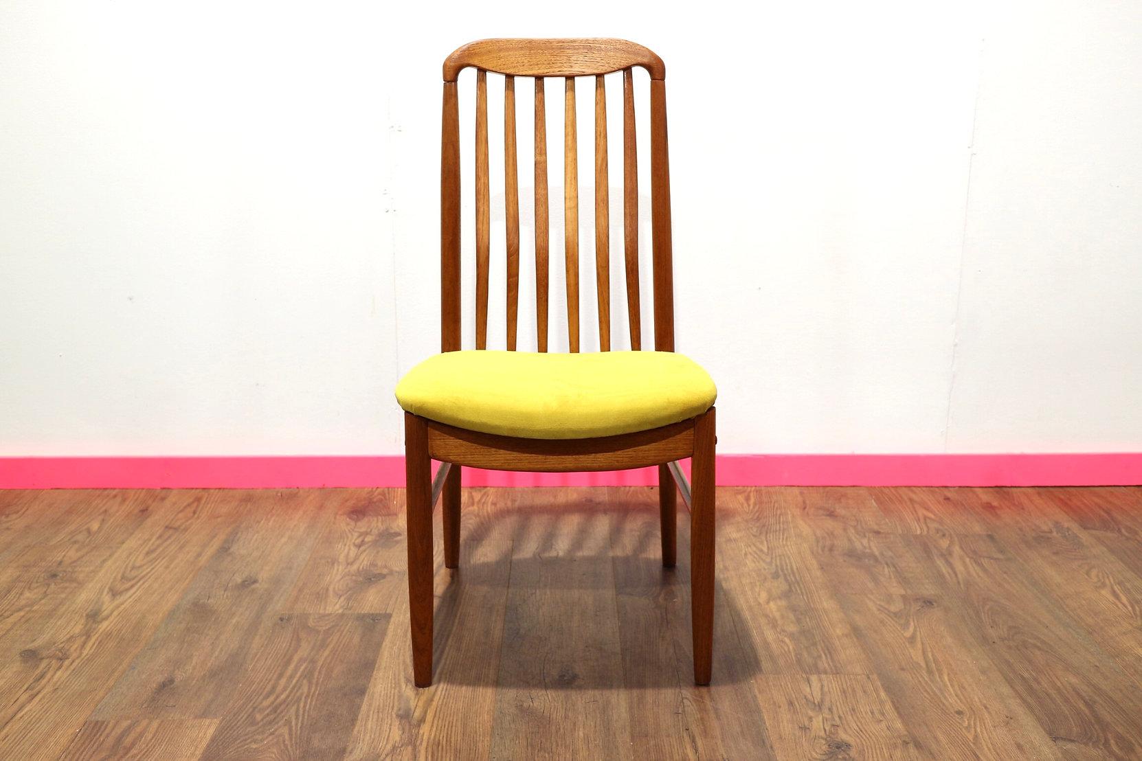 Mid-Century Modern Teak Danish Dining Chairs x 4 by Benni Linden in Yellow 1