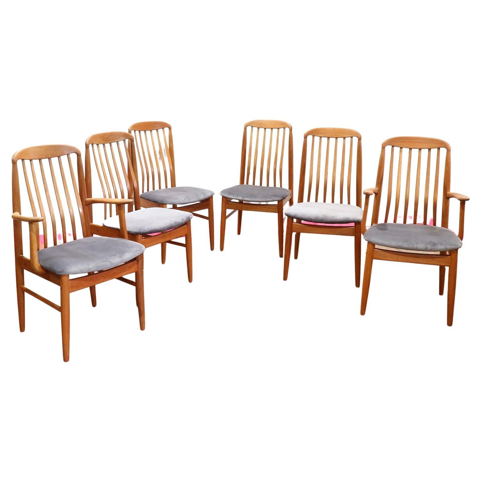 Mid Century Teak Danish Benni Linden Dining Chairs Set of 6 at 1stDibs