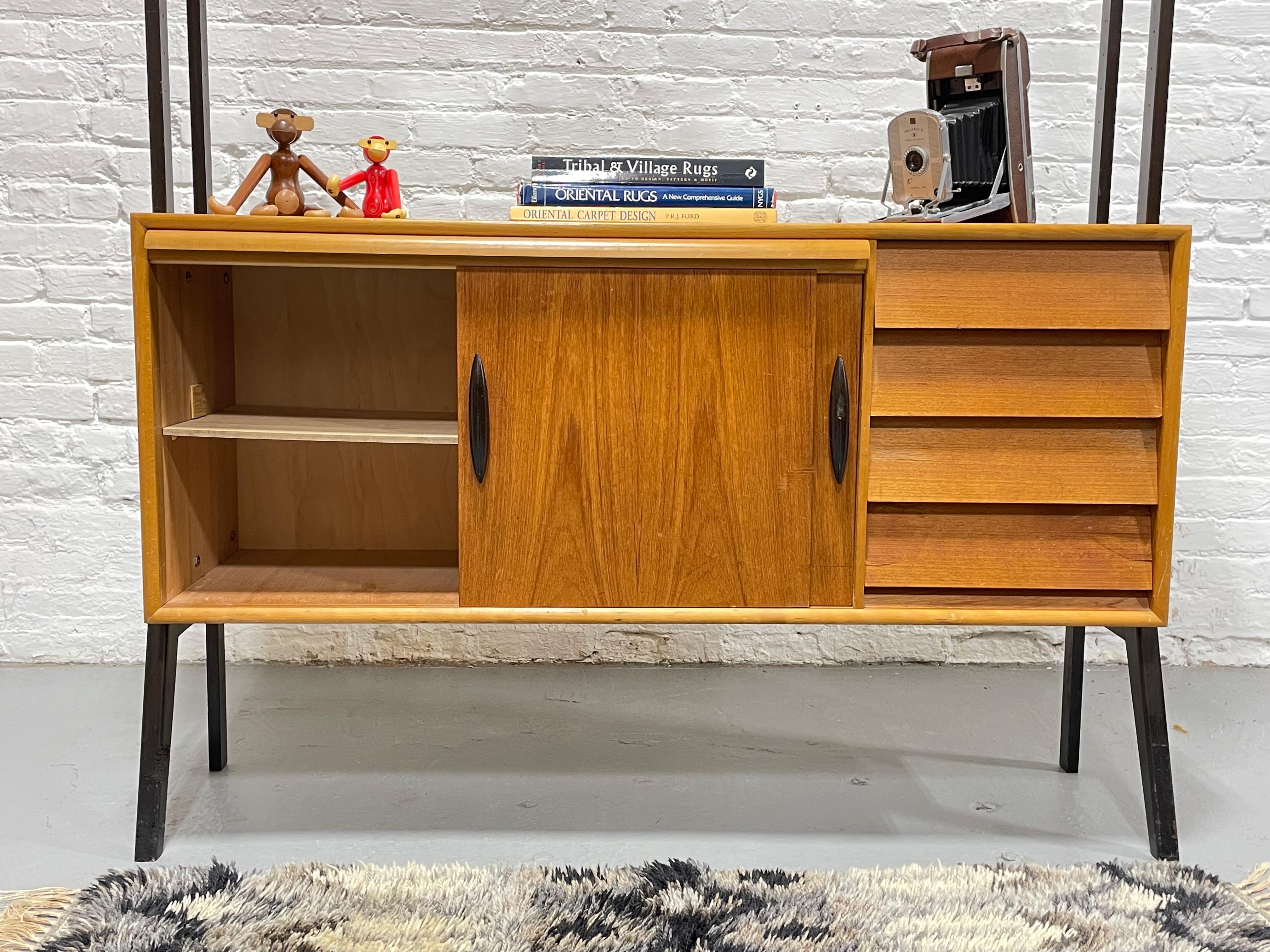 Mid Century MODERN Teak Danish Free Standing Bookcase + Pull Out Desk / WALL UNI For Sale 6