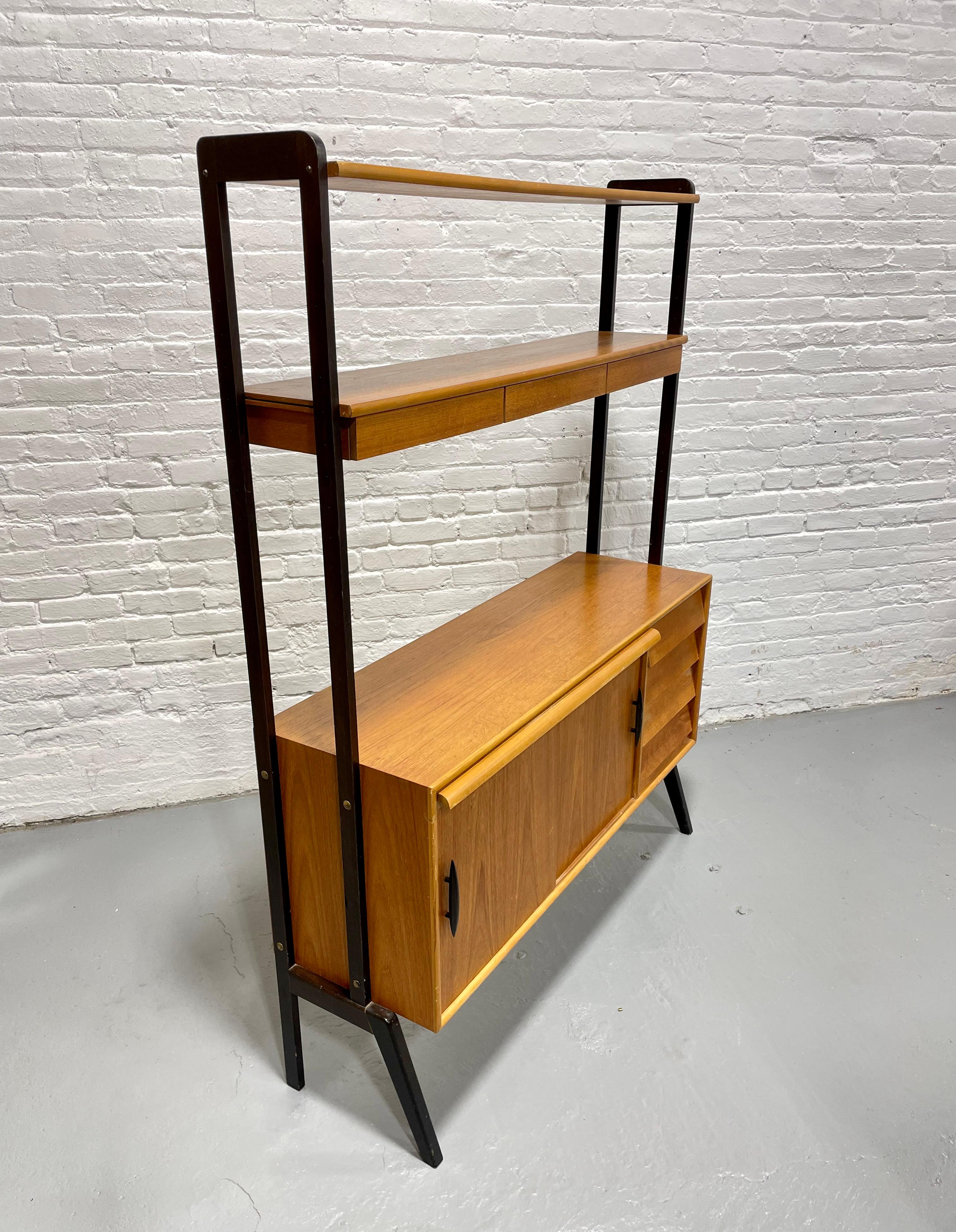 Mid-20th Century Mid Century MODERN Teak Danish Free Standing Bookcase + Pull Out Desk / WALL UNI For Sale