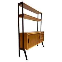 Mid Century MODERN Teak Danish Free Standing Bookcase + Pull Out Desk / WALL UNI