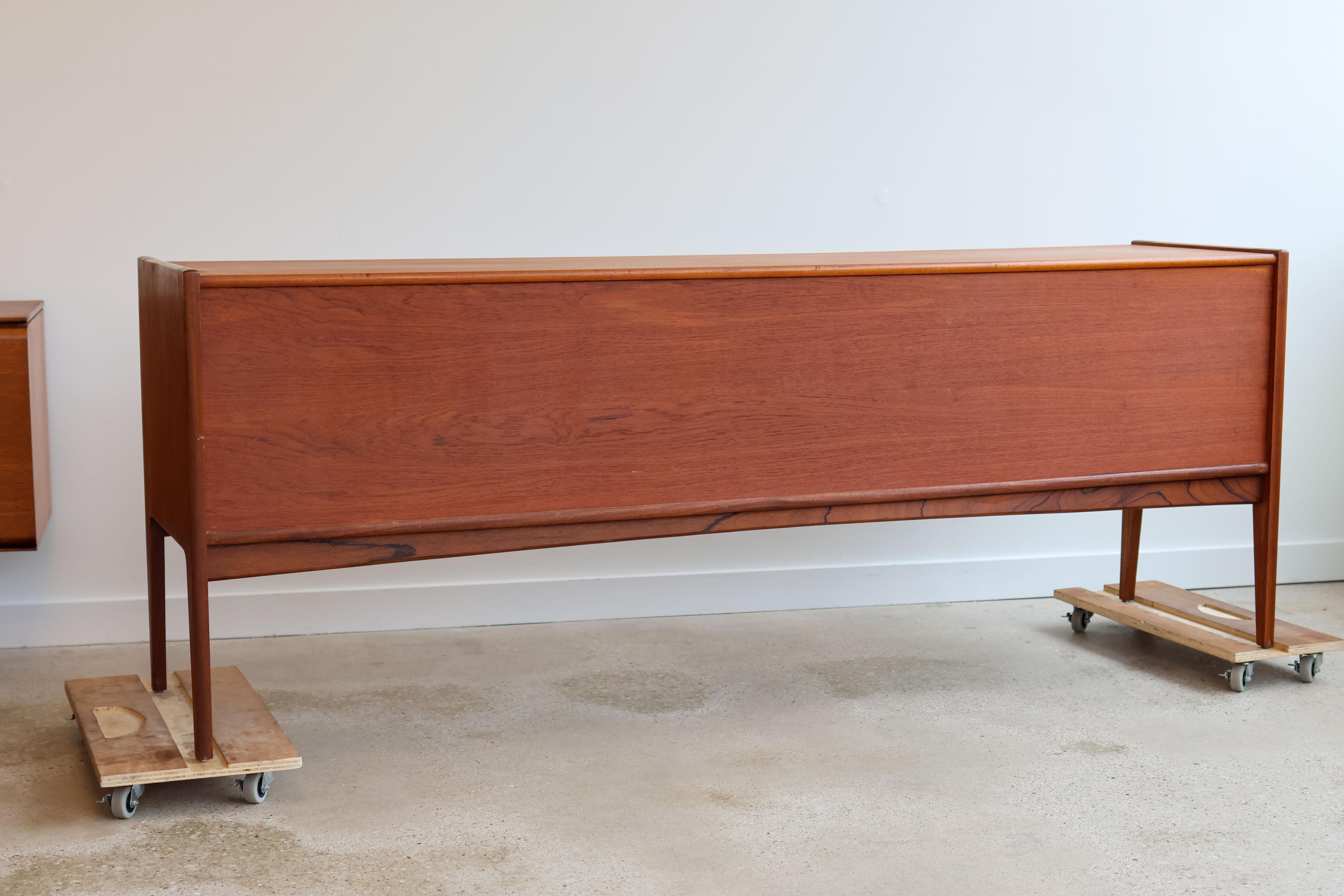 Mid Century Modern Teak Danish Modern Younger Sideboard Finished Back For Sale 8