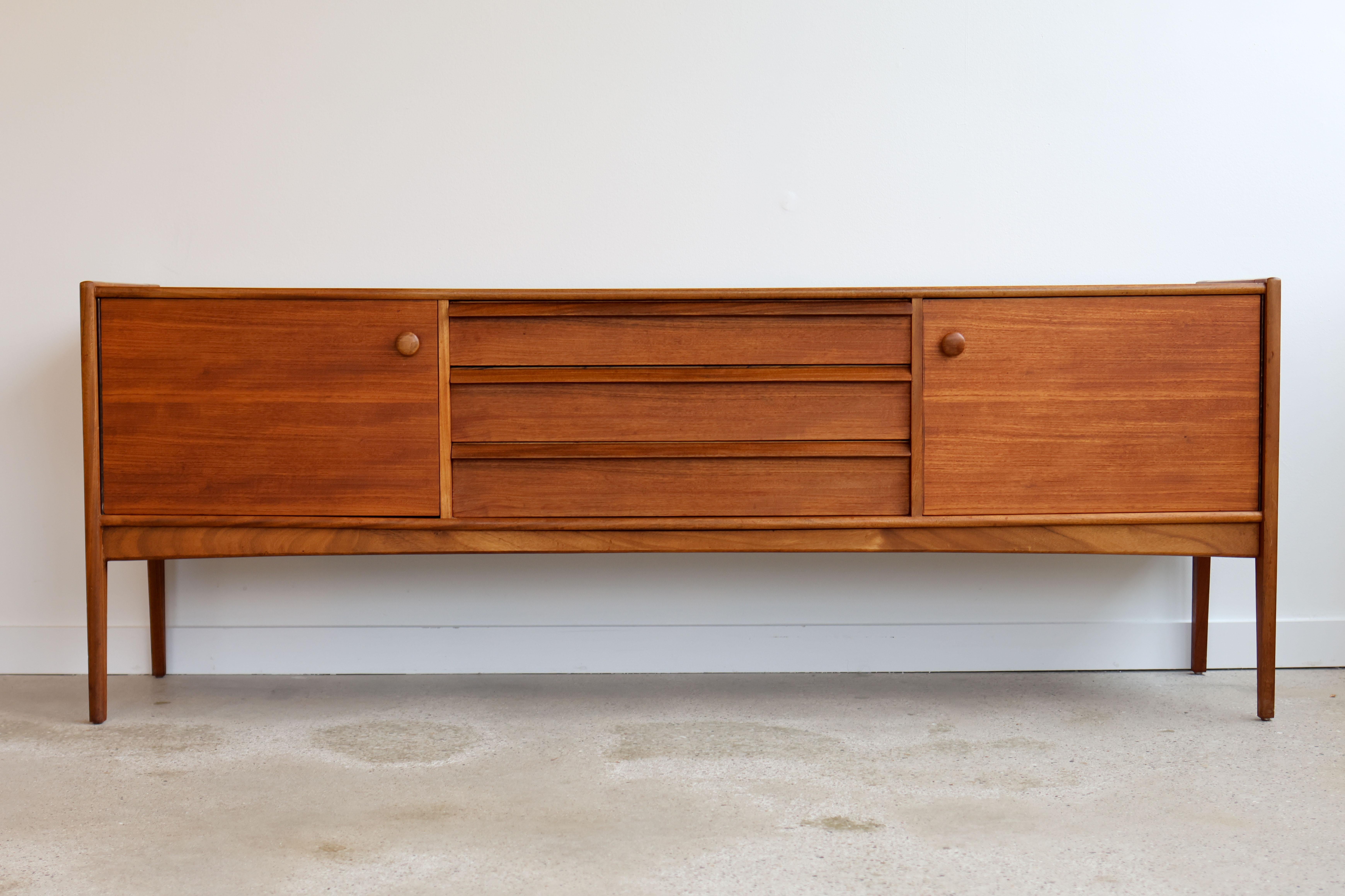 Mid-20th Century Mid Century Modern Teak Danish Modern Younger Sideboard Finished Back For Sale