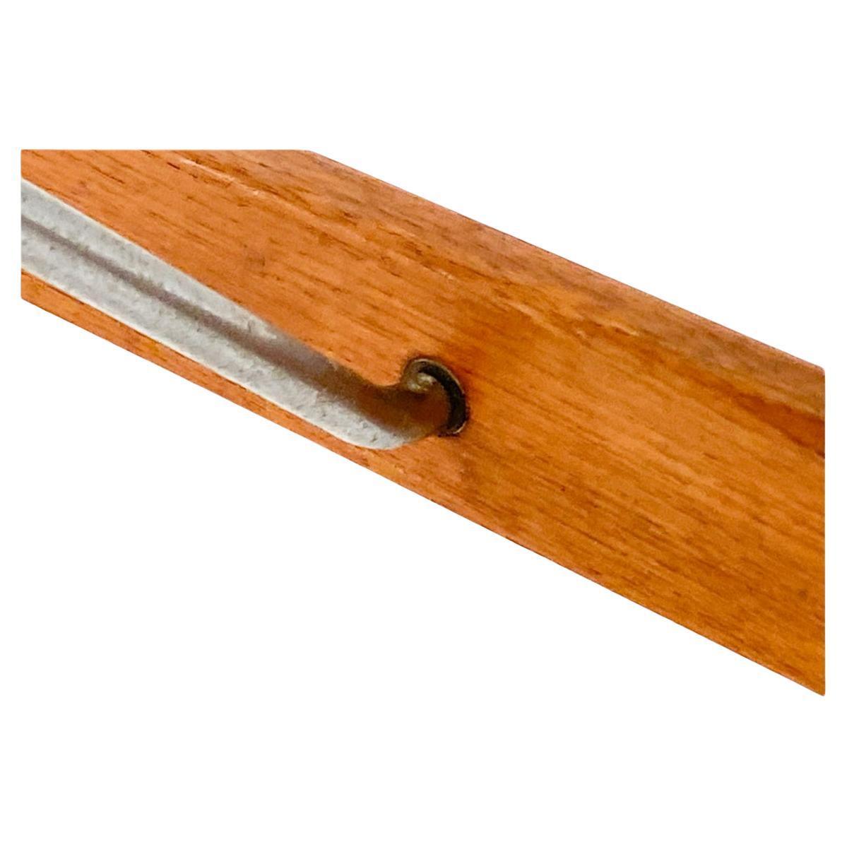 Woodwork Mid century modern teak danish slat bench with chrome braces For Sale