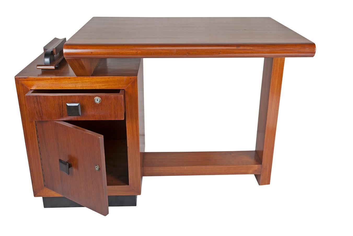 20th Century Mid-Century Modern Teak Desk with Ebonized Accents