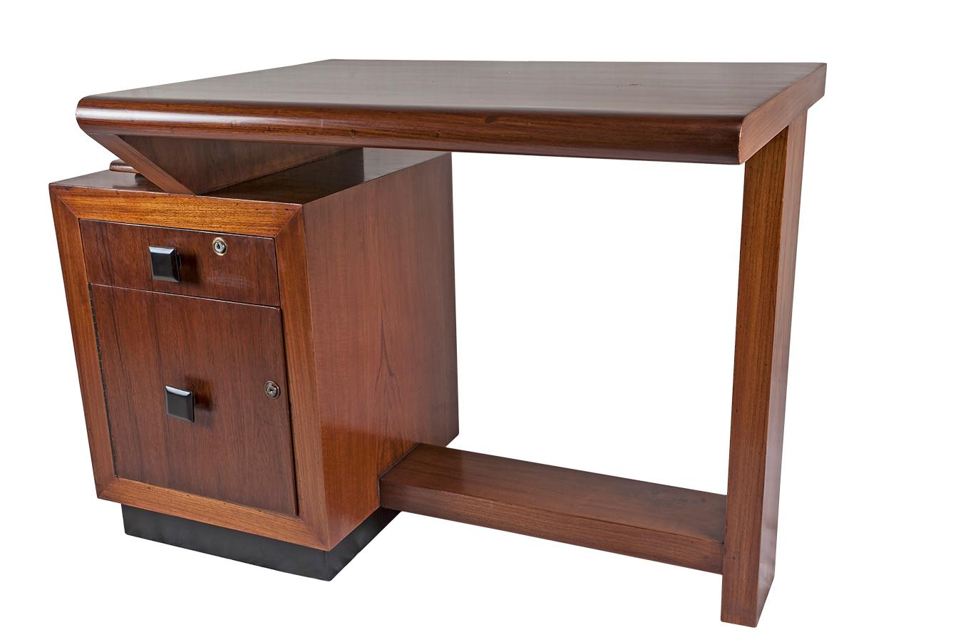 Mid-Century Modern Teak Desk with Ebonized Accents 2