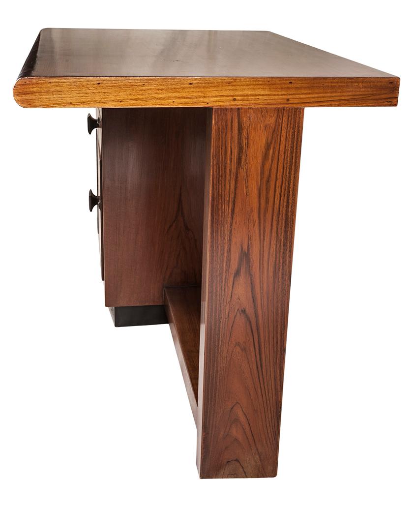 Mid-Century Modern Teak Desk with Ebonized Accents 3