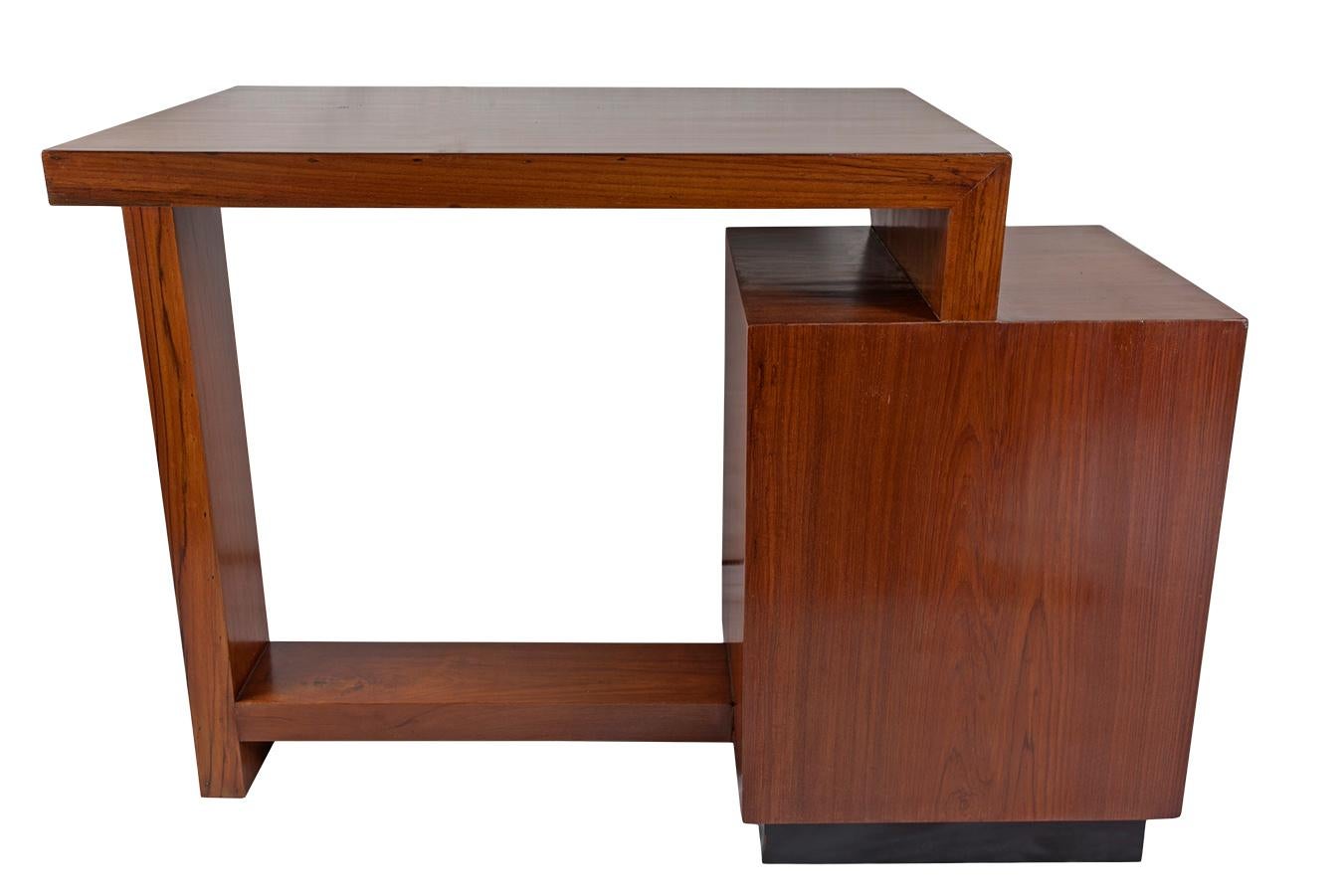 Mid-Century Modern Teak Desk with Ebonized Accents 4