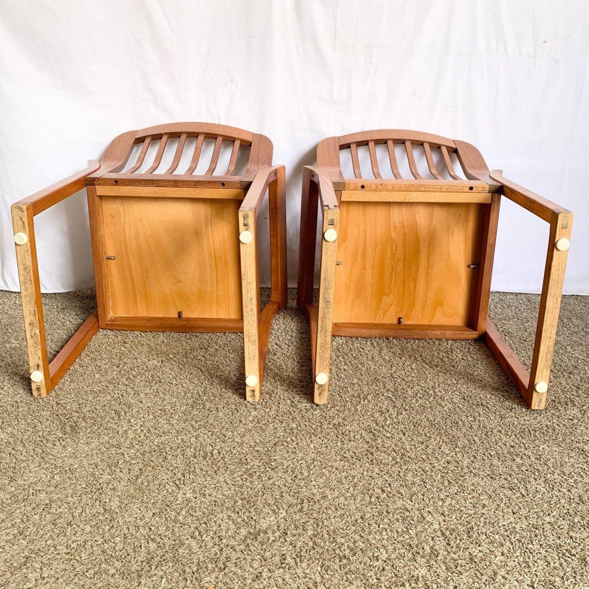20th Century Mid Century Modern Teak Dining Arm Chairs - Set of 4 For Sale