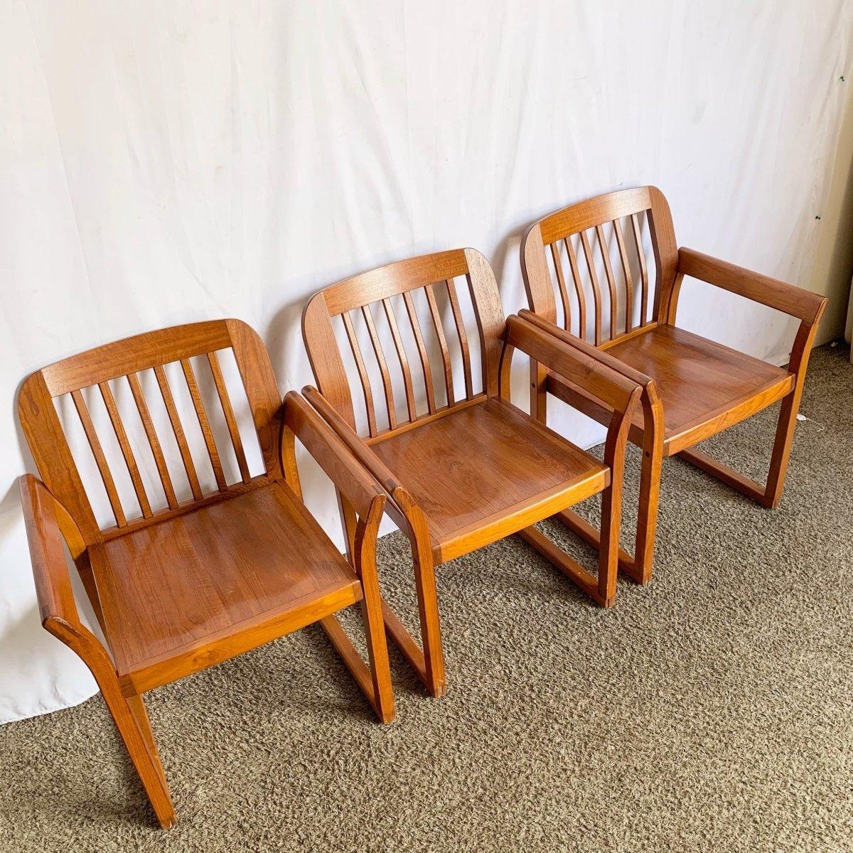 Mid Century Modern Teak Dining Arm Chairs - Set of 4 For Sale 4