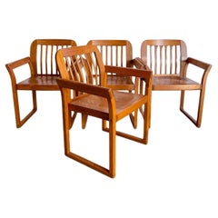 Mid Century Modern Teak Dining Arm Chairs - Set of 4