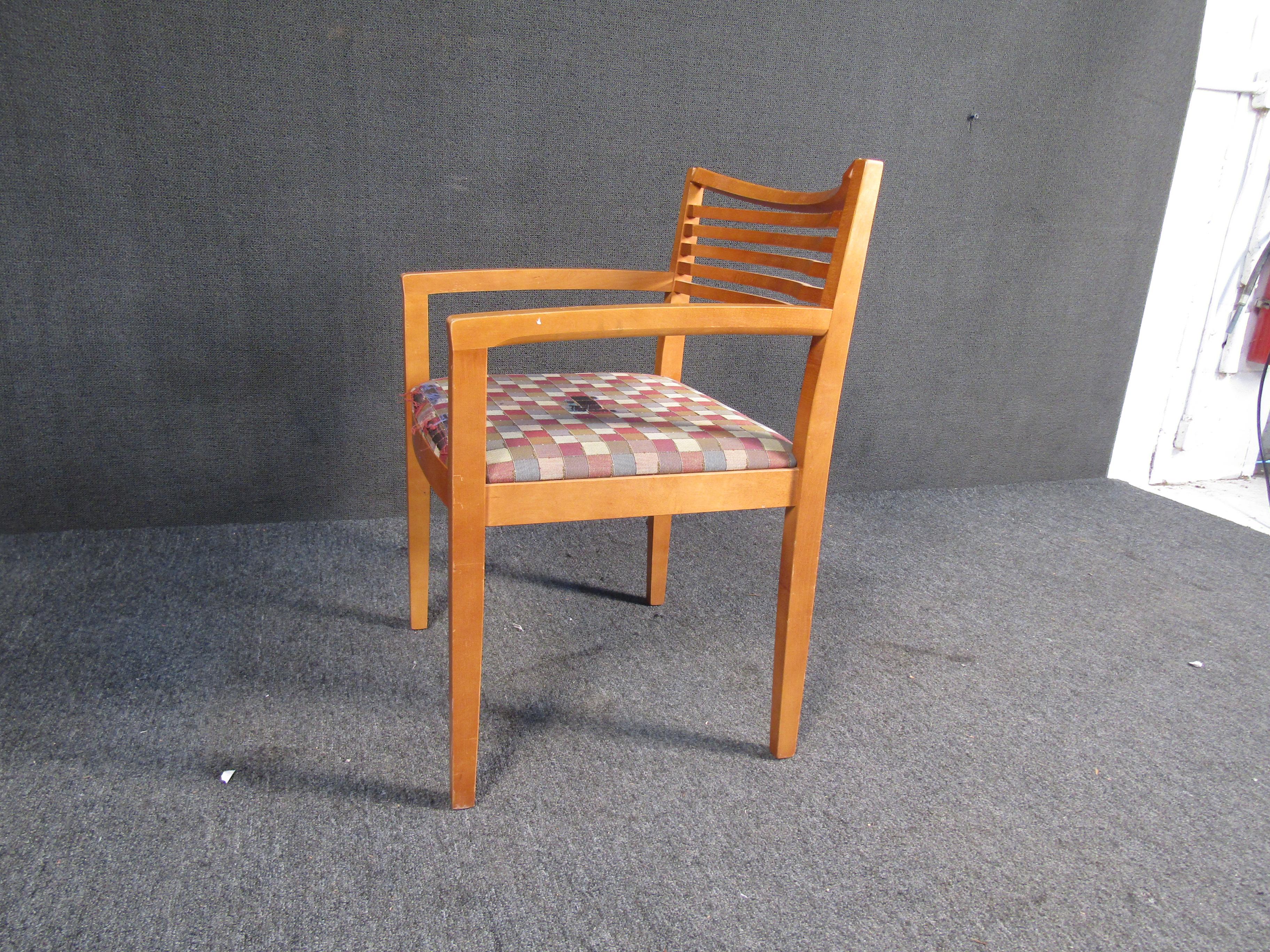 Fabric Mid-Century Modern Teak Dining Chair For Sale