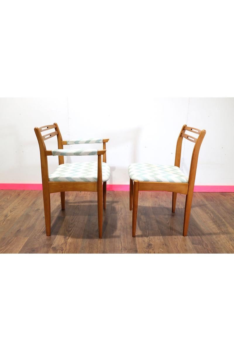 British Mid Century Modern Teak Dining Chairs x 6 By Morris of Glasgow Danish Style For Sale