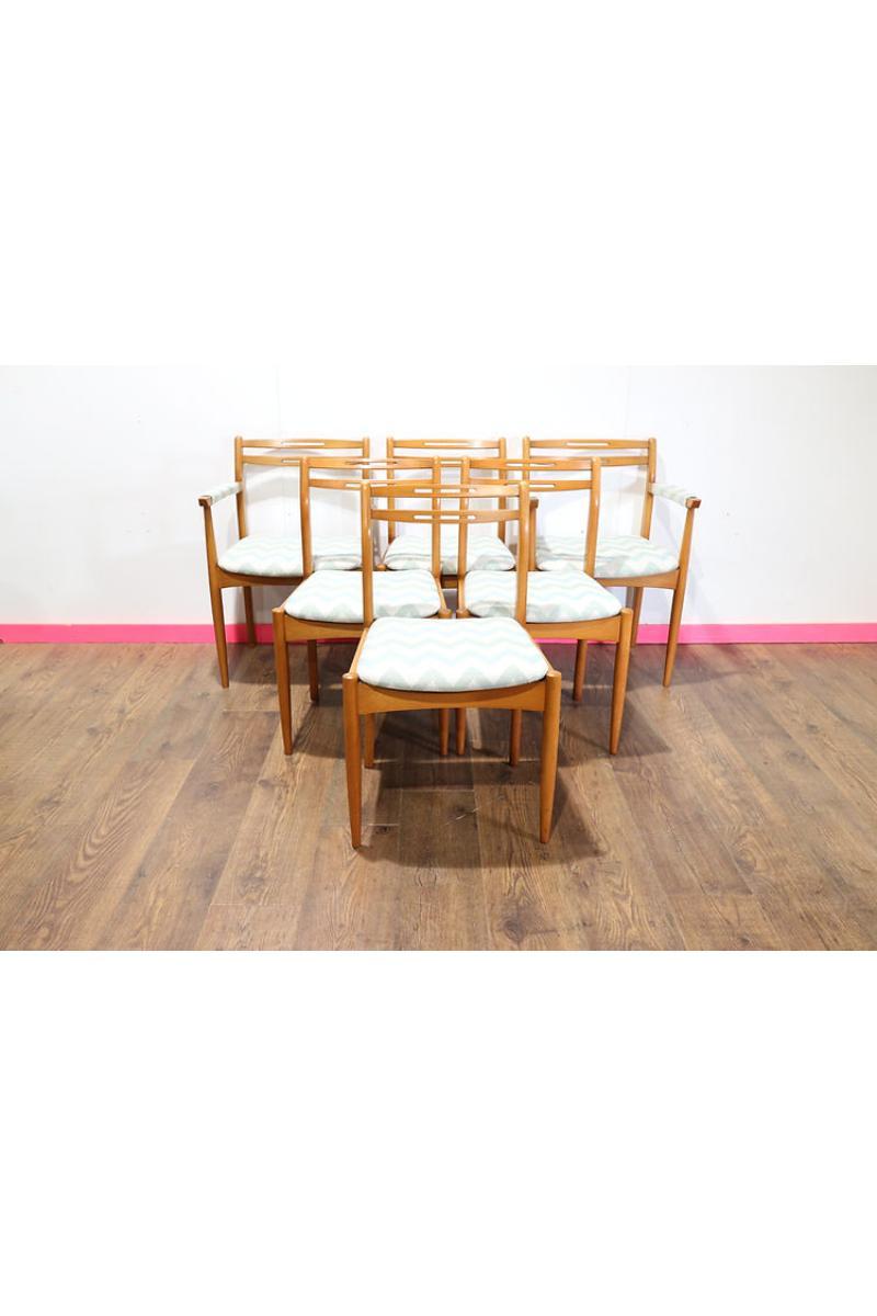 20th Century Mid Century Modern Teak Dining Chairs x 6 By Morris of Glasgow Danish Style For Sale