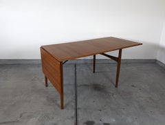 Mid Century Modern Teak Dining Drop Leaf Table, Borge Mogensen Style, c1950s