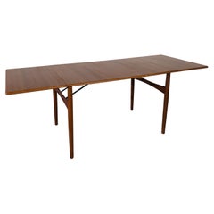 Retro Mid Century Modern Teak Dining Drop Leaf Table, Borge Mogensen Style, c1950s