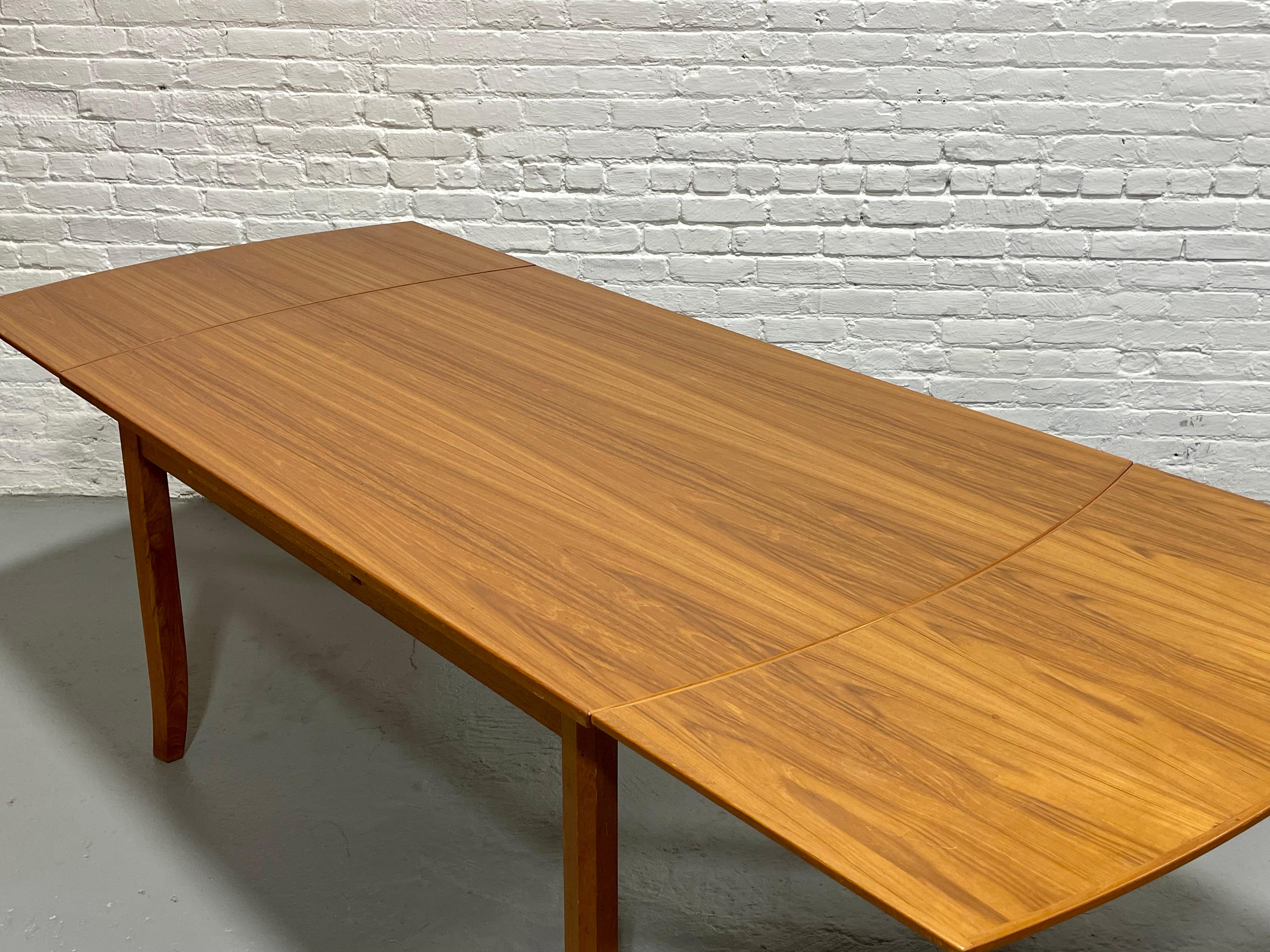 Mid Century MODERN Teak DINING TABLE + hidden leaves, c. 1960's 6